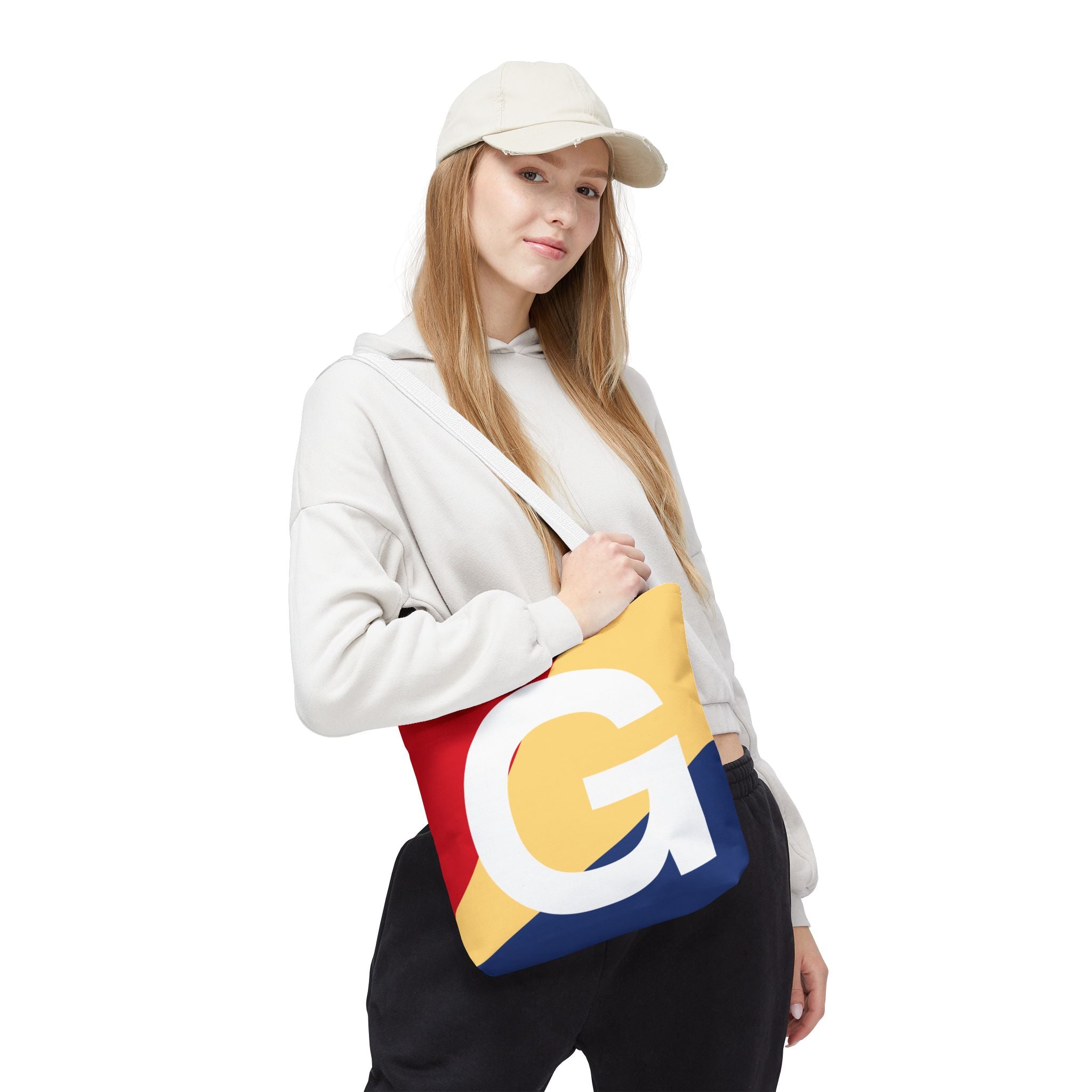 Monogram 'G' Colorblock Tote Bag — Personalized Initial G Shoulder Tote