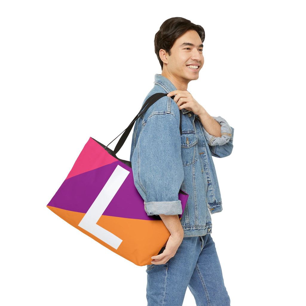 Personalized 'L' Colorblock Tote Bag — Monogram Weekender Tote