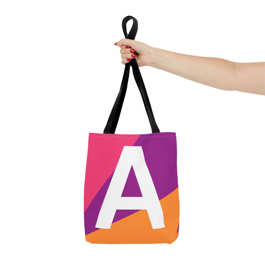 Monogram 'A' Colorblock Tote Bag — Personalized Initial A Shoulder Tote