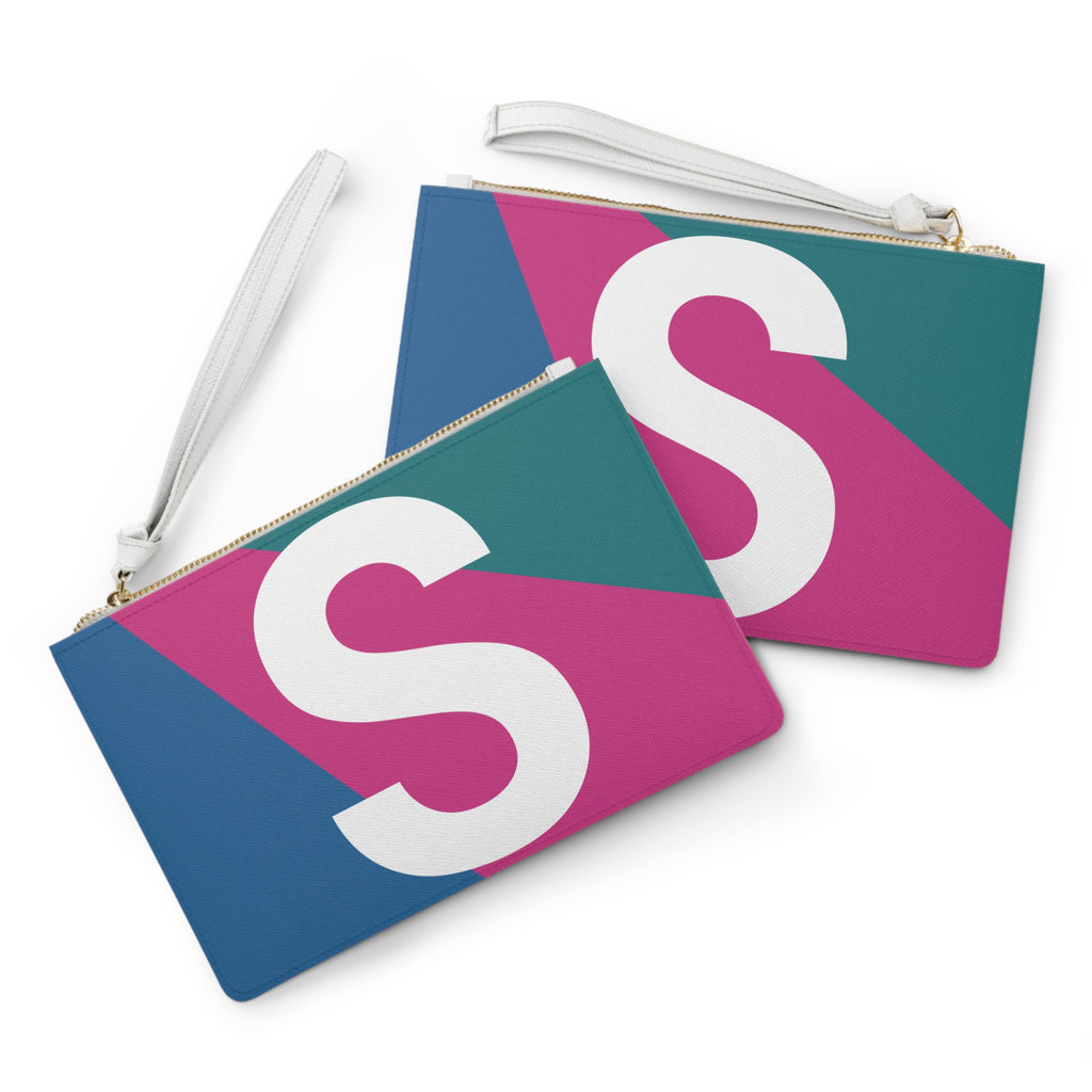 Monogram 'S' Colorblock Clutch Bag — Bold Geometric Wristlet for Everyday & Gifts