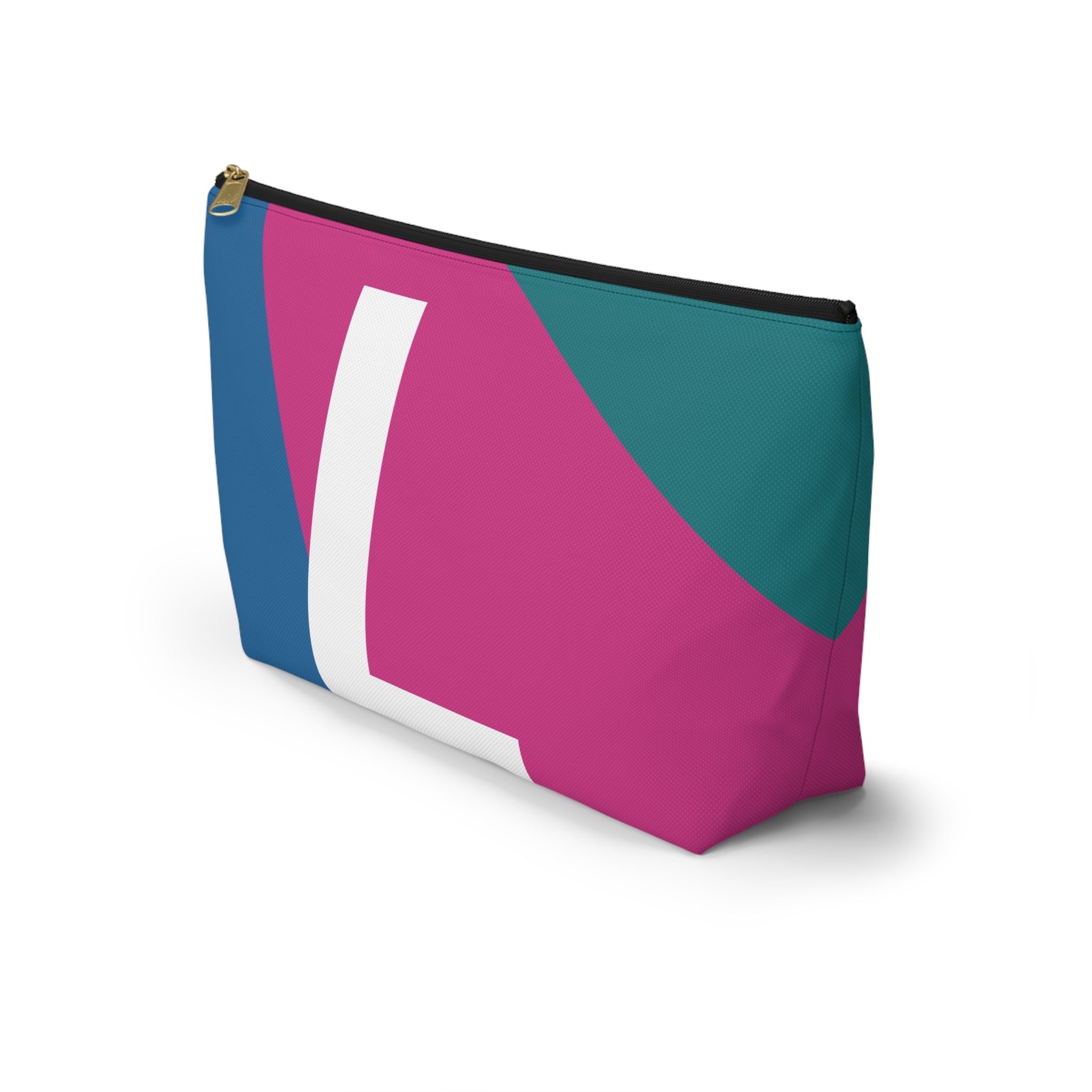 Initials Colorblock Accessory Pouch — Monogram L T-Bottom Cosmetic Bag