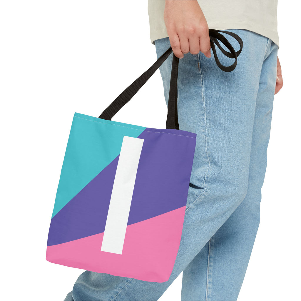 Monogram 'I' Colorblock Tote Bag — Personalized Initial I Shoulder Tote