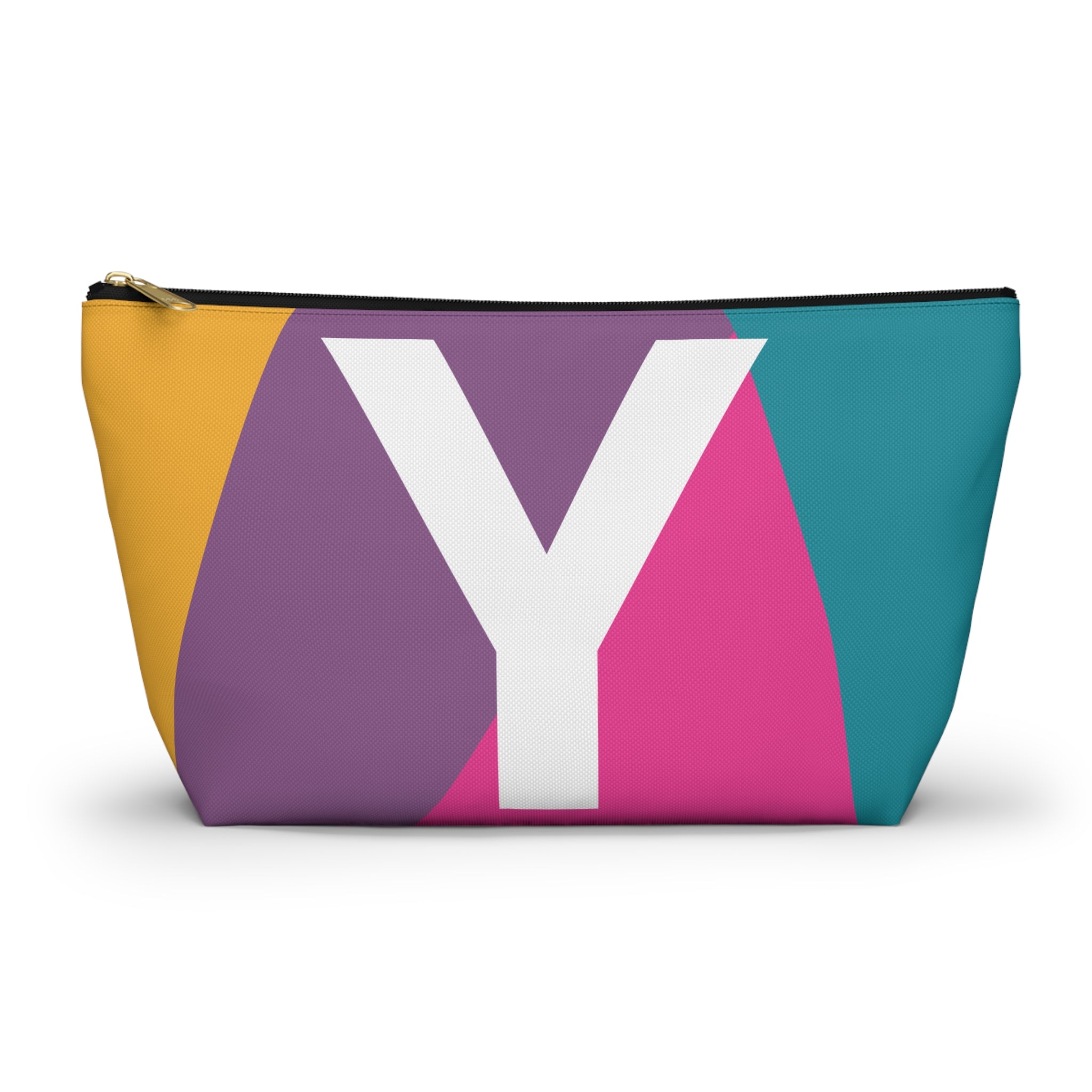 Initials Colorblock Accessory Pouch — Monogram Y T-Bottom Cosmetic Bag