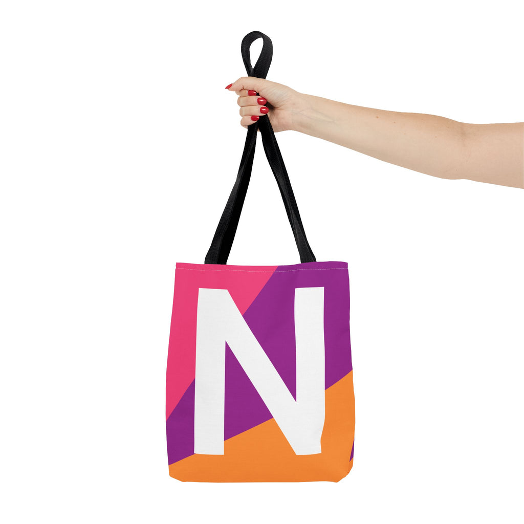 Monogram 'N' Colorblock Tote Bag — Personalized Initial N Shoulder Tote