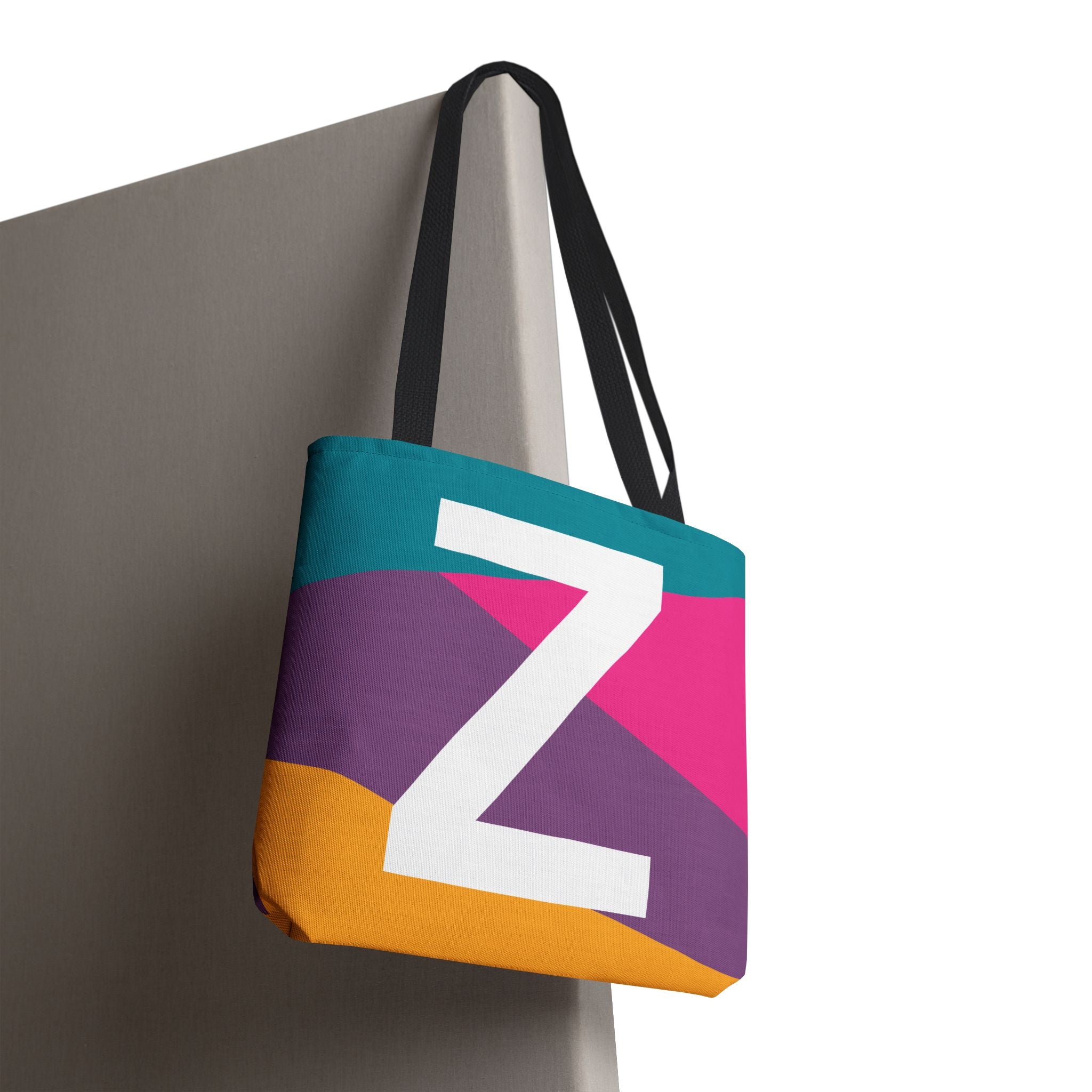 Monogram 'Z' Colorblock Tote Bag — Personalized Initial Z Shoulder Tote