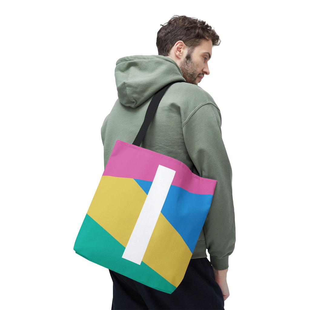 Monogram 'I' Colorblock Tote Bag — Personalized Initial I Shoulder Tote
