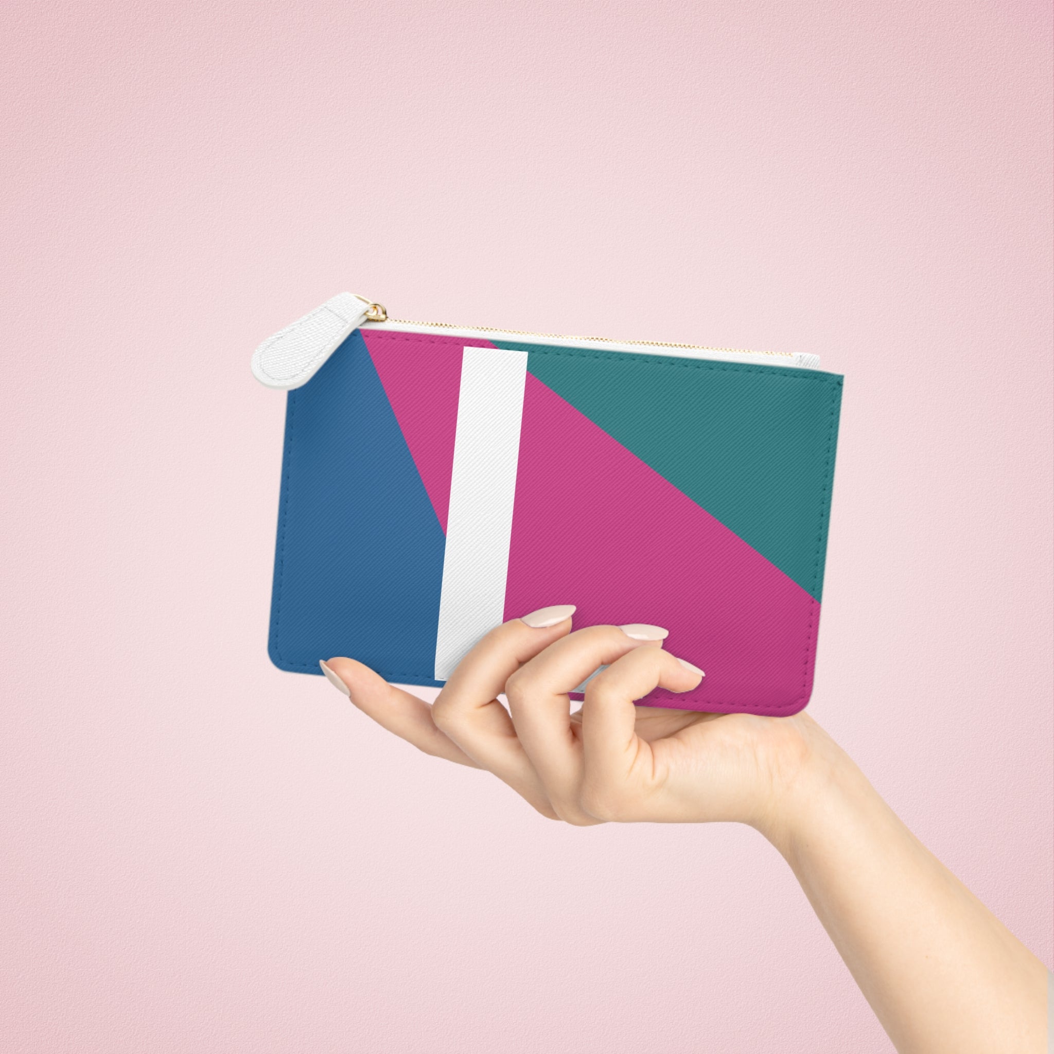 Initial L Mini Clutch — Colorblock Monogram Wristlet Wallet