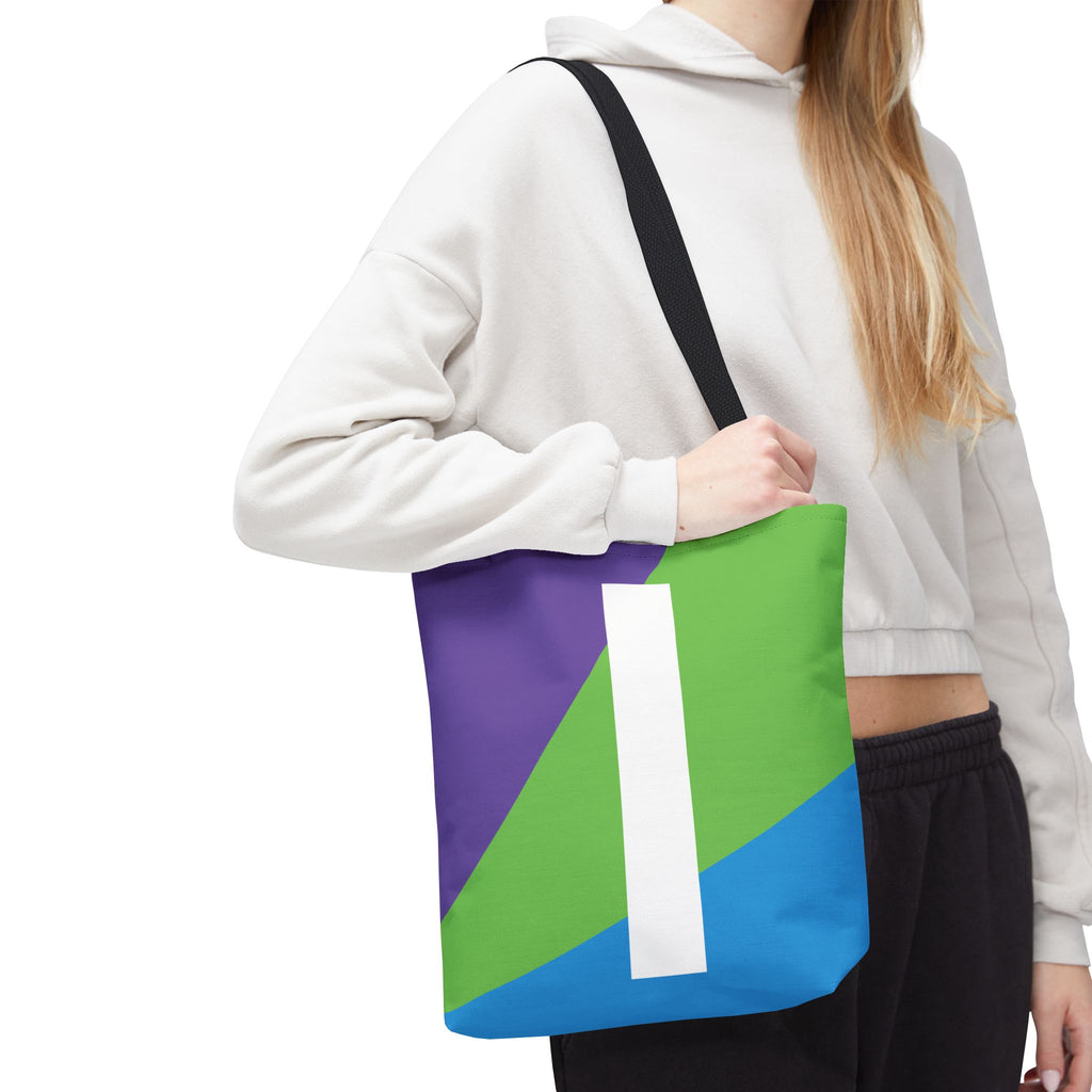Monogram 'I' Colorblock Tote Bag — Personalized Initial I Shoulder Tote