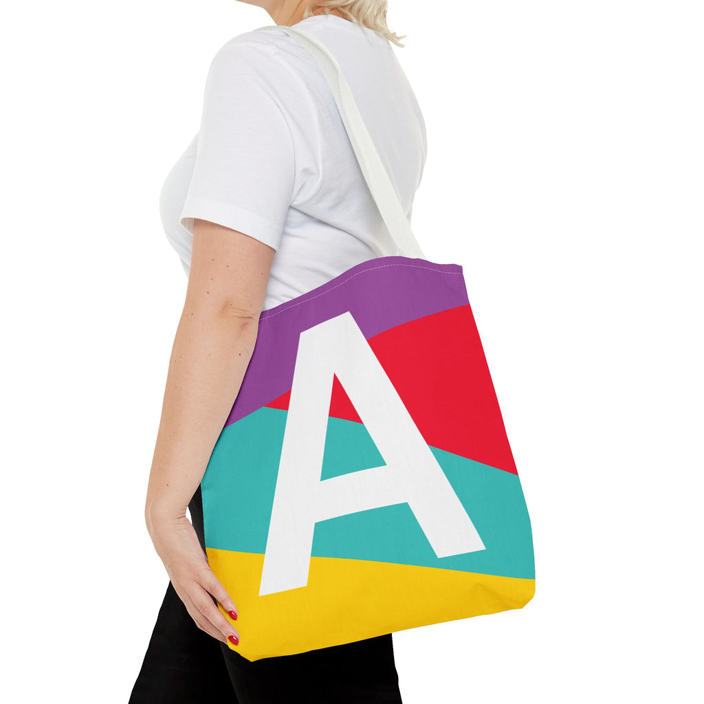 Monogram 'A' Colorblock Tote Bag — Personalized Initial A Shoulder Tote