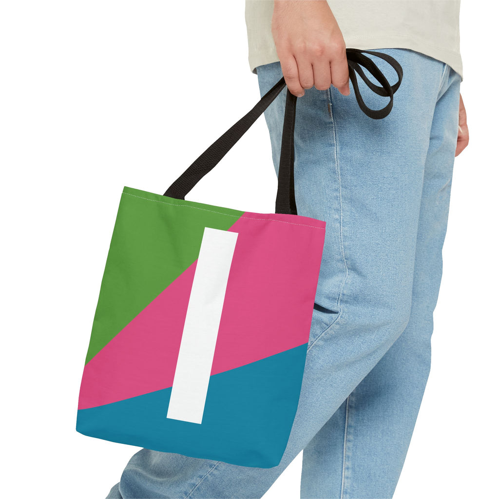 Monogram 'I' Colorblock Tote Bag — Personalized Initial I Shoulder Tote