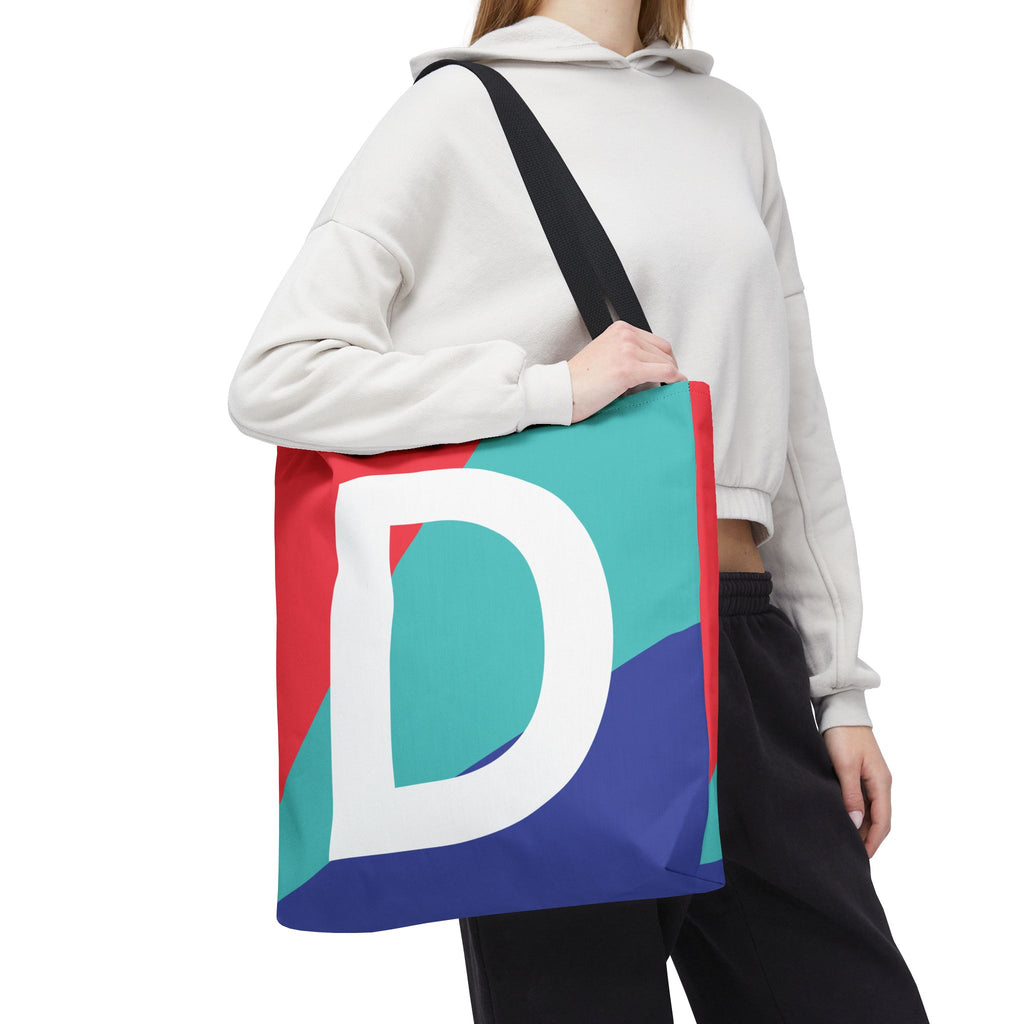 Monogram 'D' Colorblock Tote Bag — Personalized Initial D Shoulder Tote