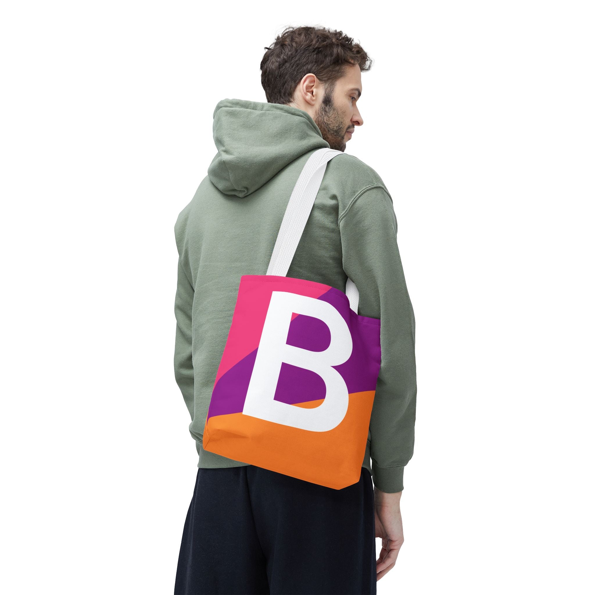 Monogram 'B' Colorblock Tote Bag — Personalized Initial B Shoulder Tote