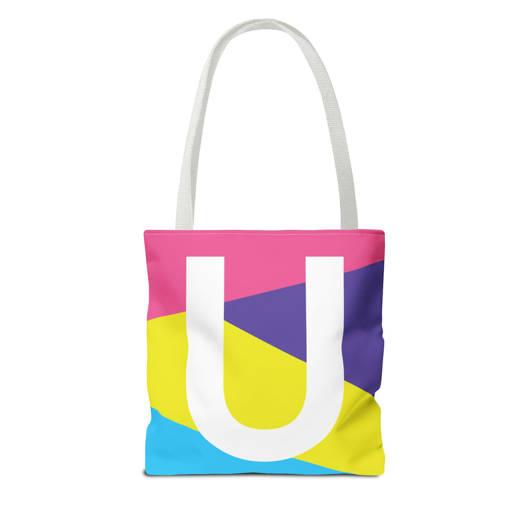Monogram 'U' Colorblock Tote Bag — Personalized Initial U Shoulder Tote
