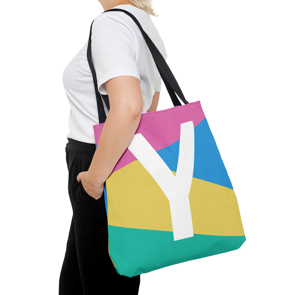 Monogram 'Y' Colorblock Tote Bag — Personalized Initial Y Shoulder Tote