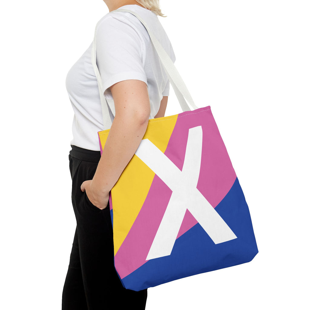 Monogram 'X' Colorblock Tote Bag — Personalized Initial X Shoulder Tote