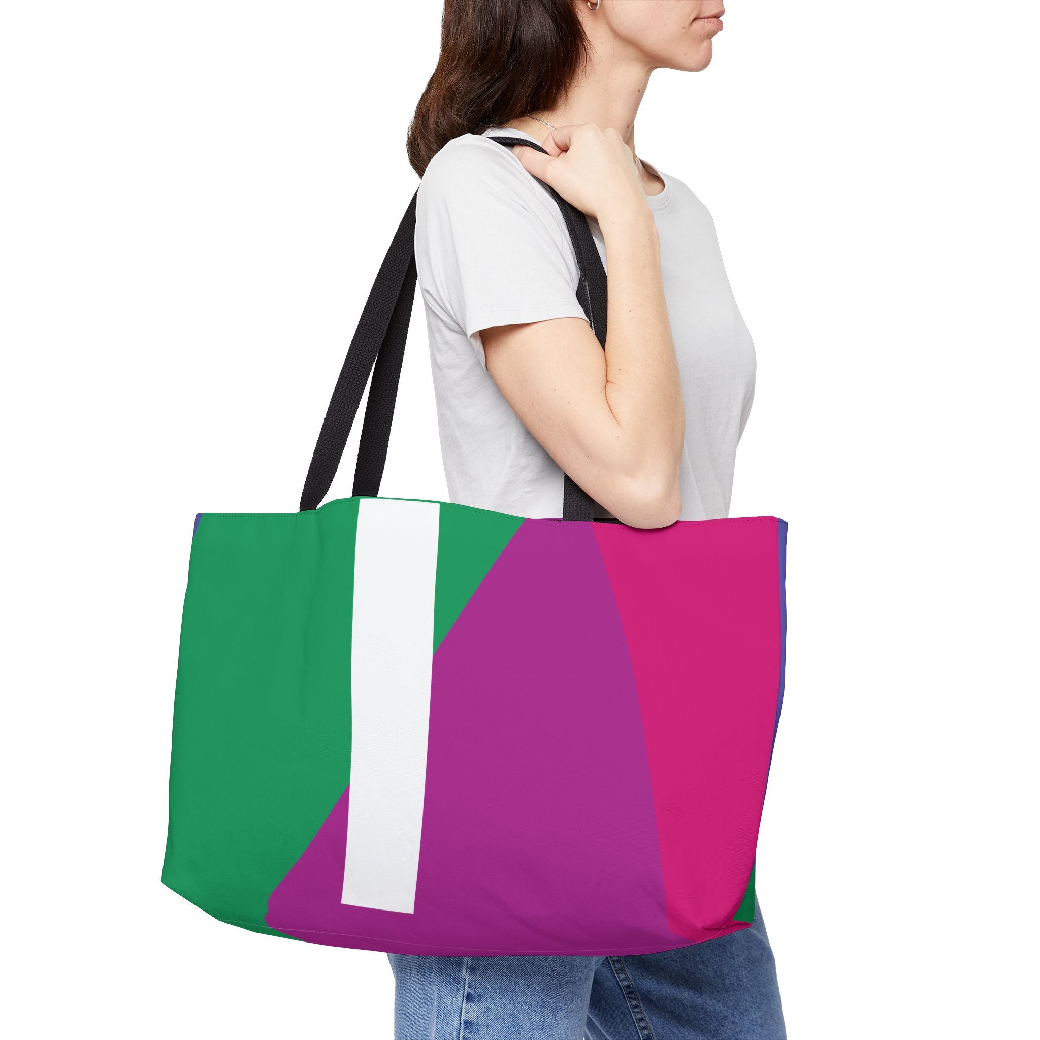 Personalized 'I' Colorblock Tote Bag — Monogram Weekender Tote