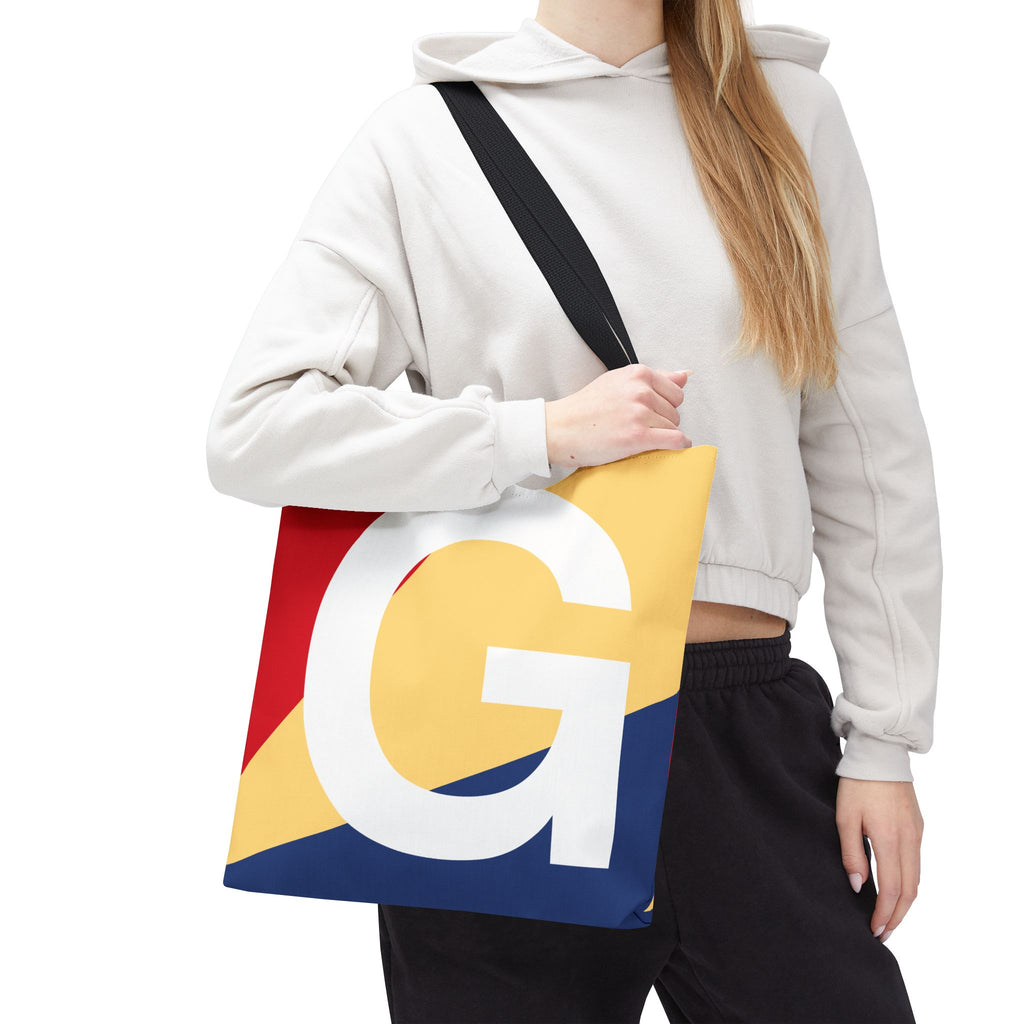 Monogram 'G' Colorblock Tote Bag — Personalized Initial G Shoulder Tote