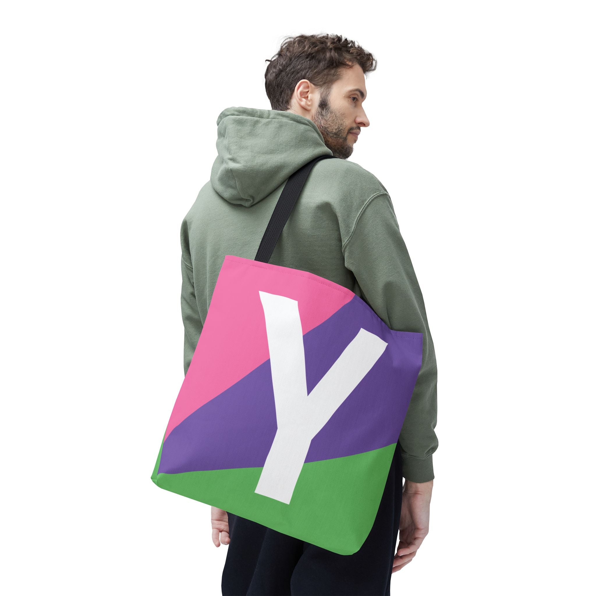 Monogram 'Y' Colorblock Tote Bag — Personalized Initial Y Shoulder Tote