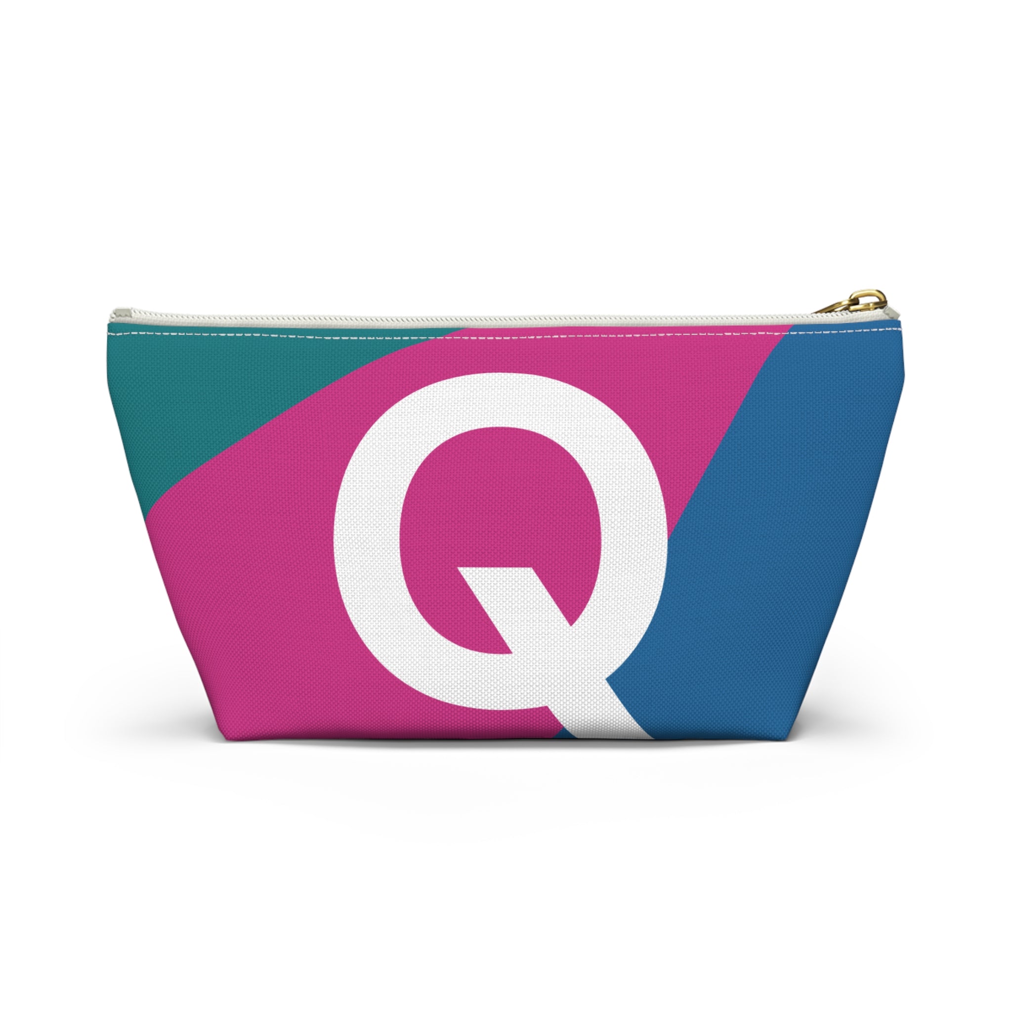Initials Colorblock Accessory Pouch — Monogram Q T-Bottom Cosmetic Bag