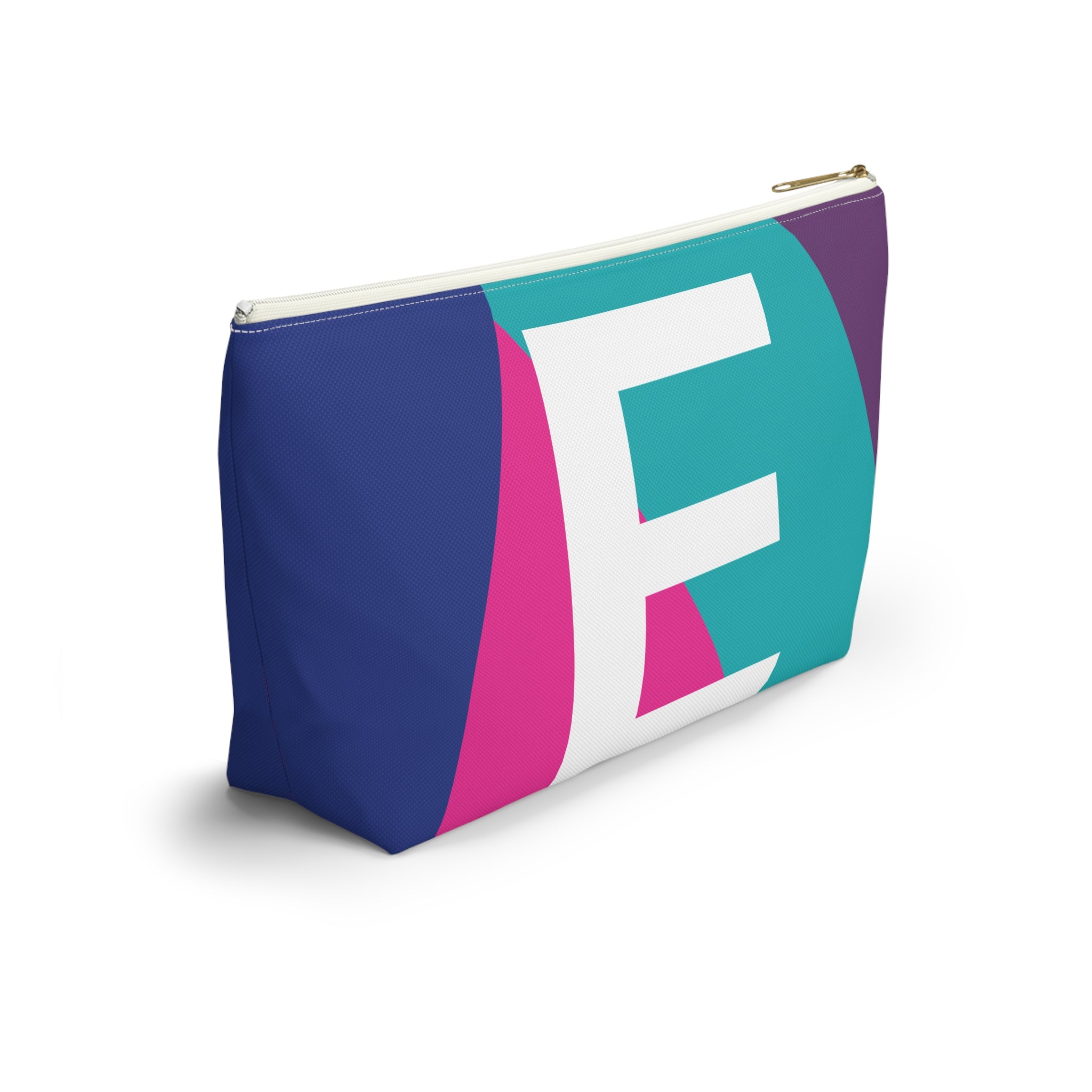 Initials Colorblock Accessory Pouch — Monogram E T-Bottom Cosmetic Bag