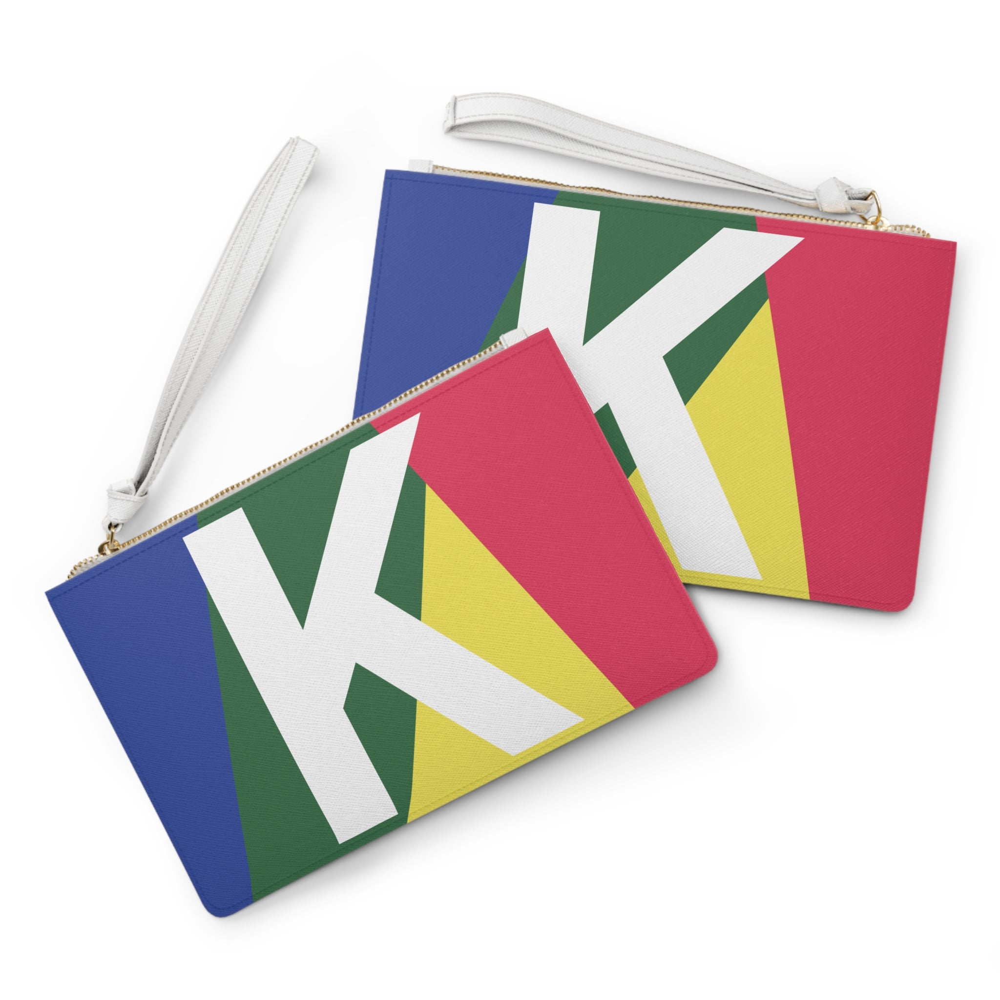 Monogram 'K' Colorblock Clutch Bag — Bold Geometric Wristlet for Everyday & Gifts