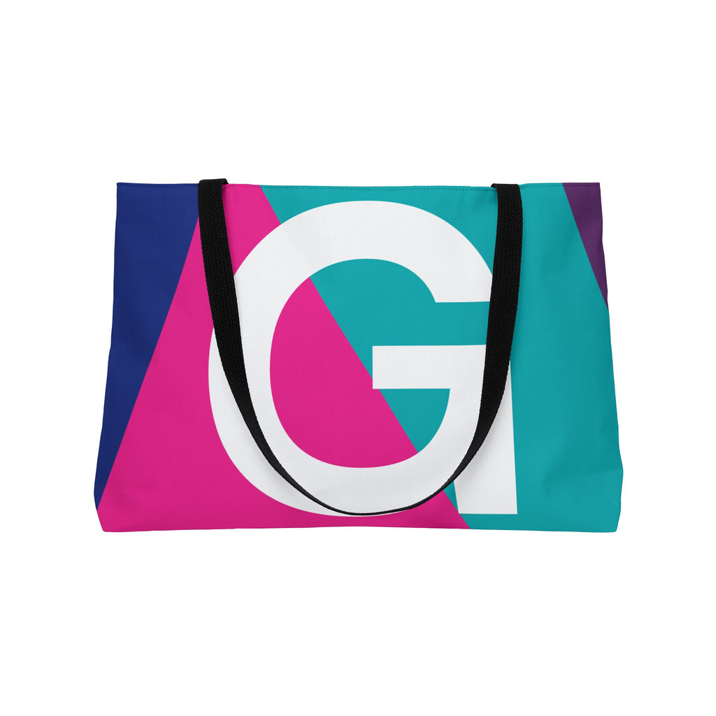 Personalized 'G' Colorblock Tote Bag — Monogram Weekender Tote