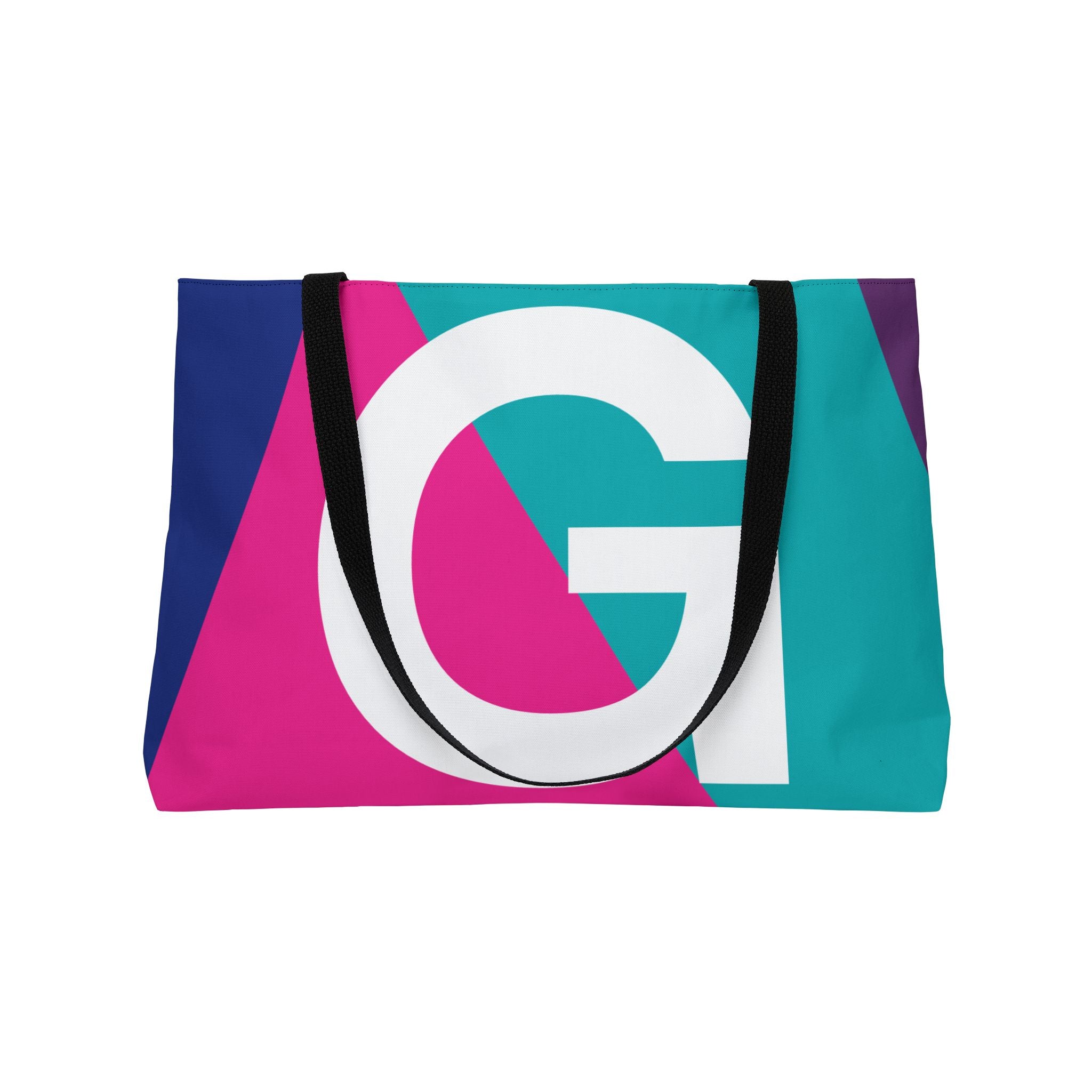 Personalized 'G' Colorblock Tote Bag — Monogram Weekender Tote