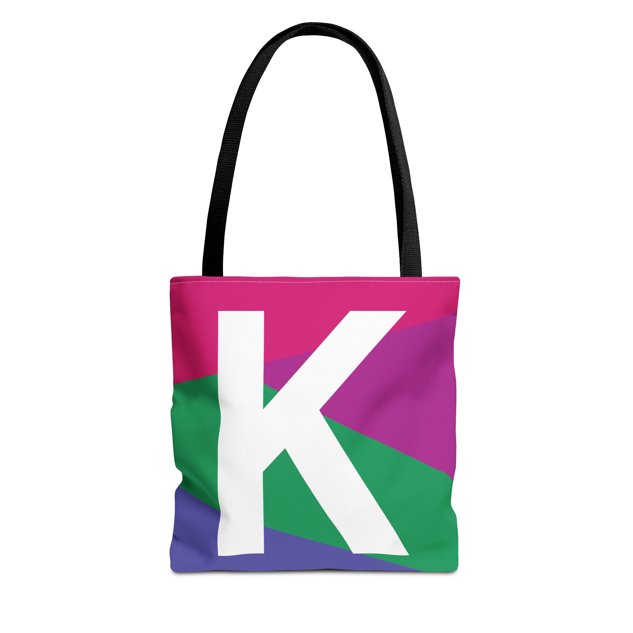 Monogram 'K' Colorblock Tote Bag — Personalized Initial K Shoulder Tote