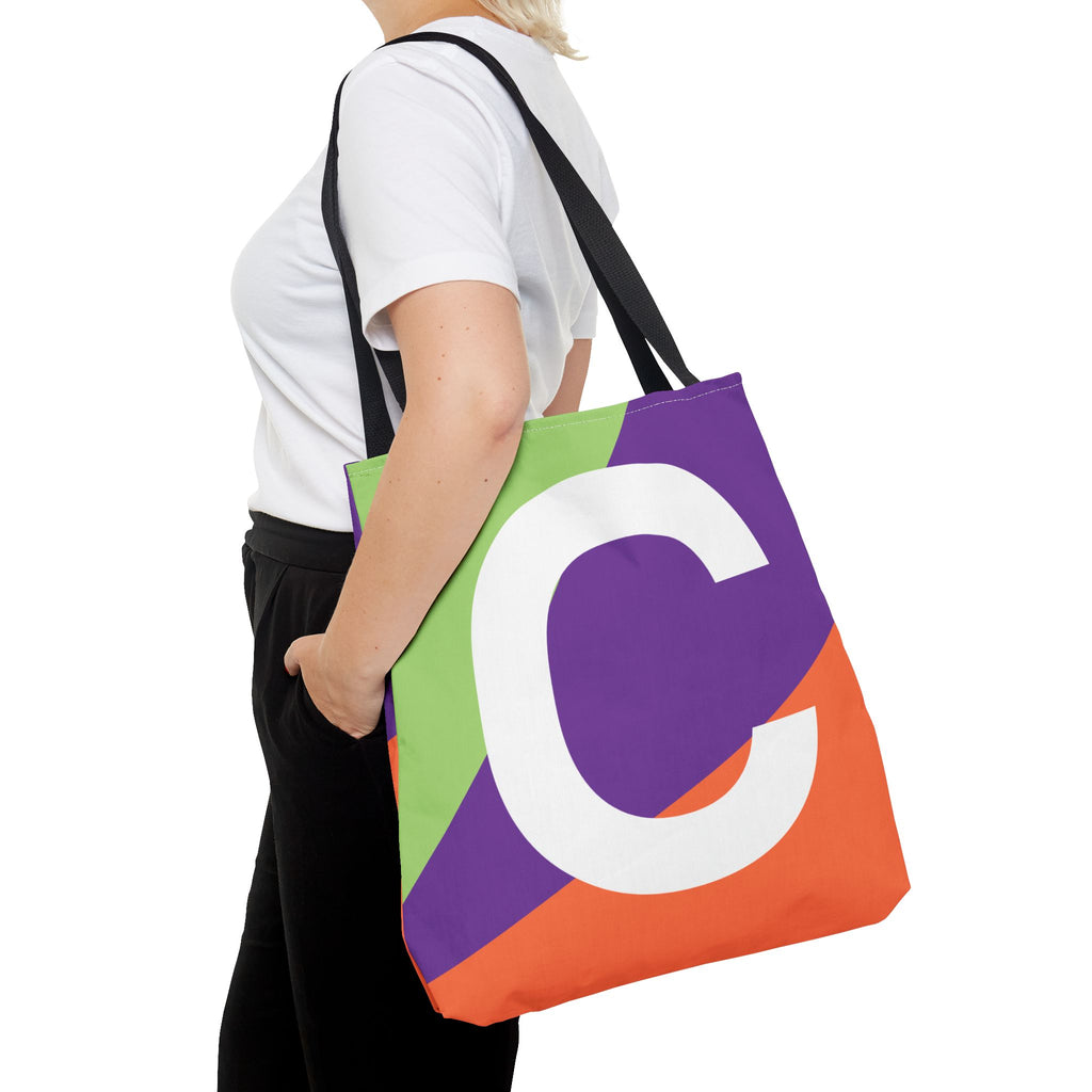 Monogram 'C' Colorblock Tote Bag — Personalized Initial C Shoulder Tote
