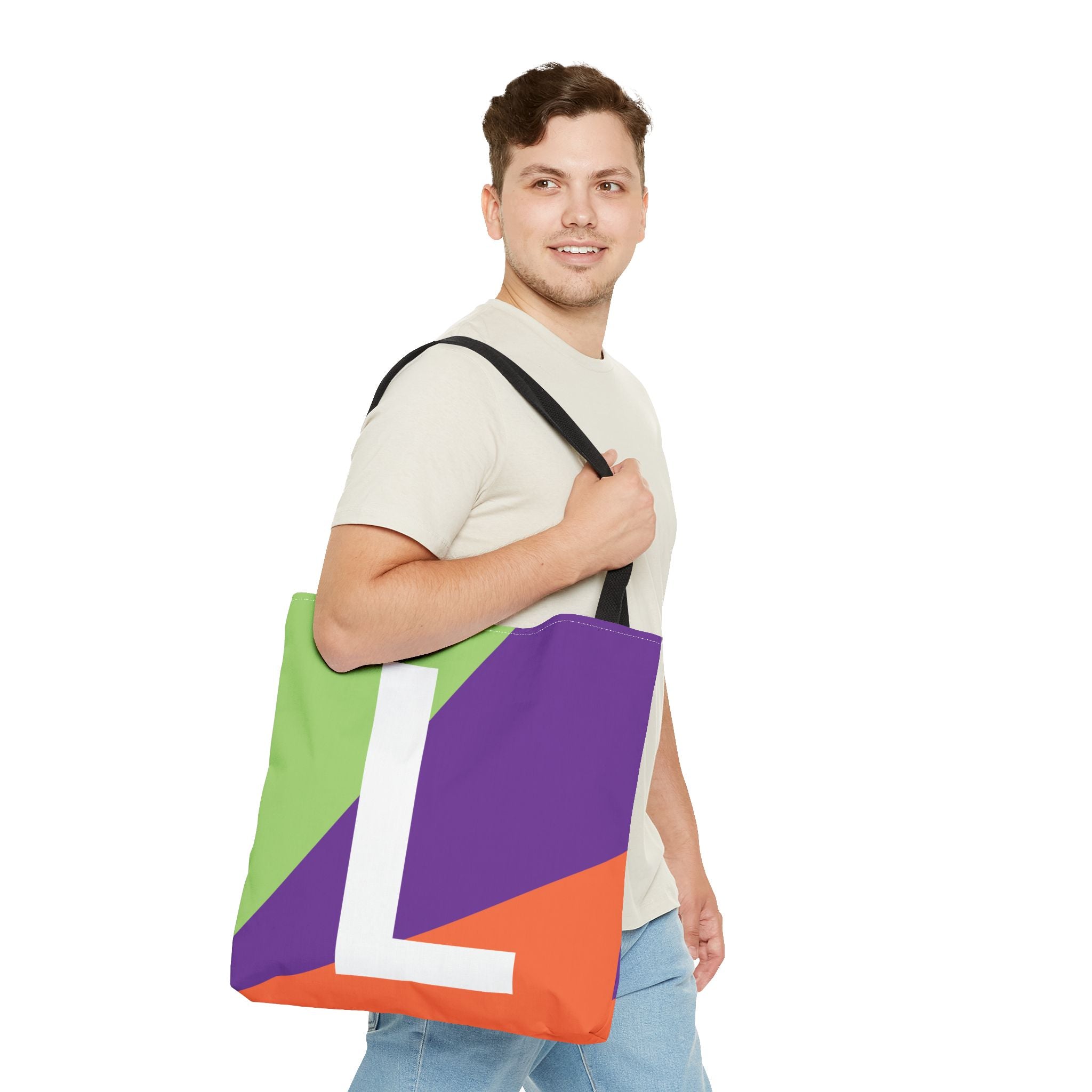 Monogram 'L' Colorblock Tote Bag — Personalized Initial L Shoulder Tote
