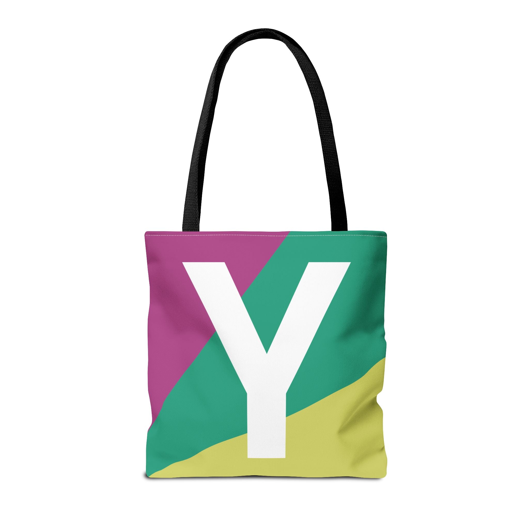 Monogram 'Y' Colorblock Tote Bag — Personalized Initial Y Shoulder Tote