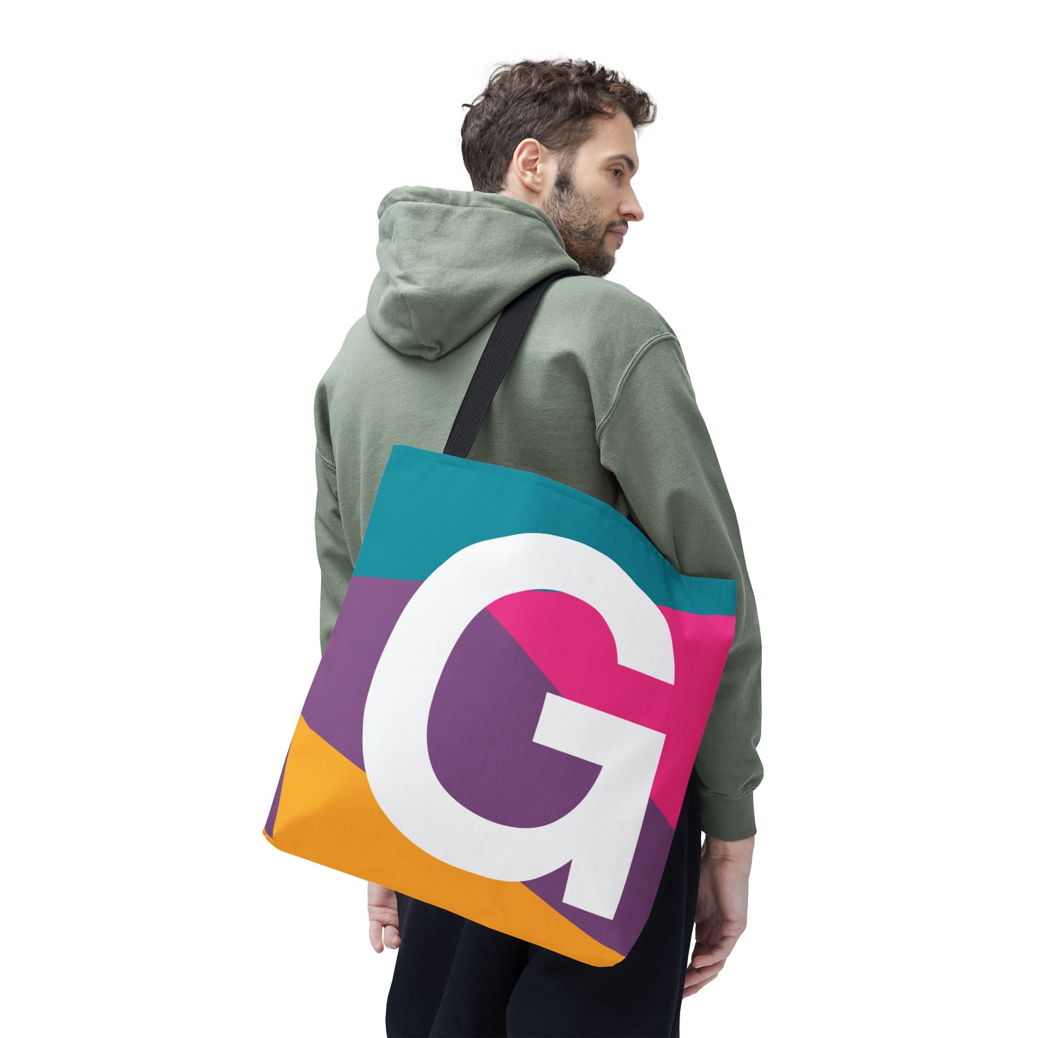 Monogram 'G' Colorblock Tote Bag — Personalized Initial G Shoulder Tote