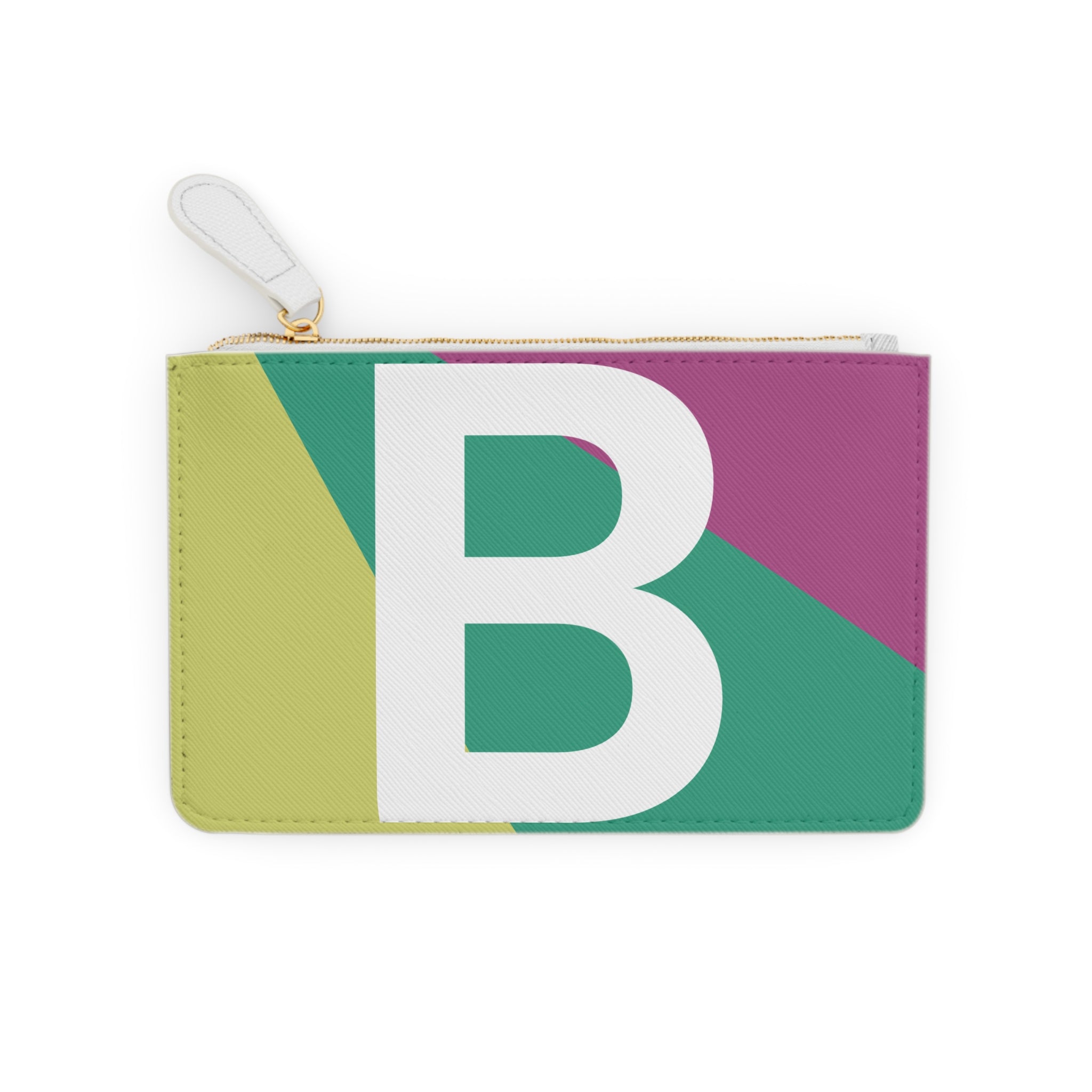 Initial B Mini Clutch — Colorblock Monogram Wristlet Wallet