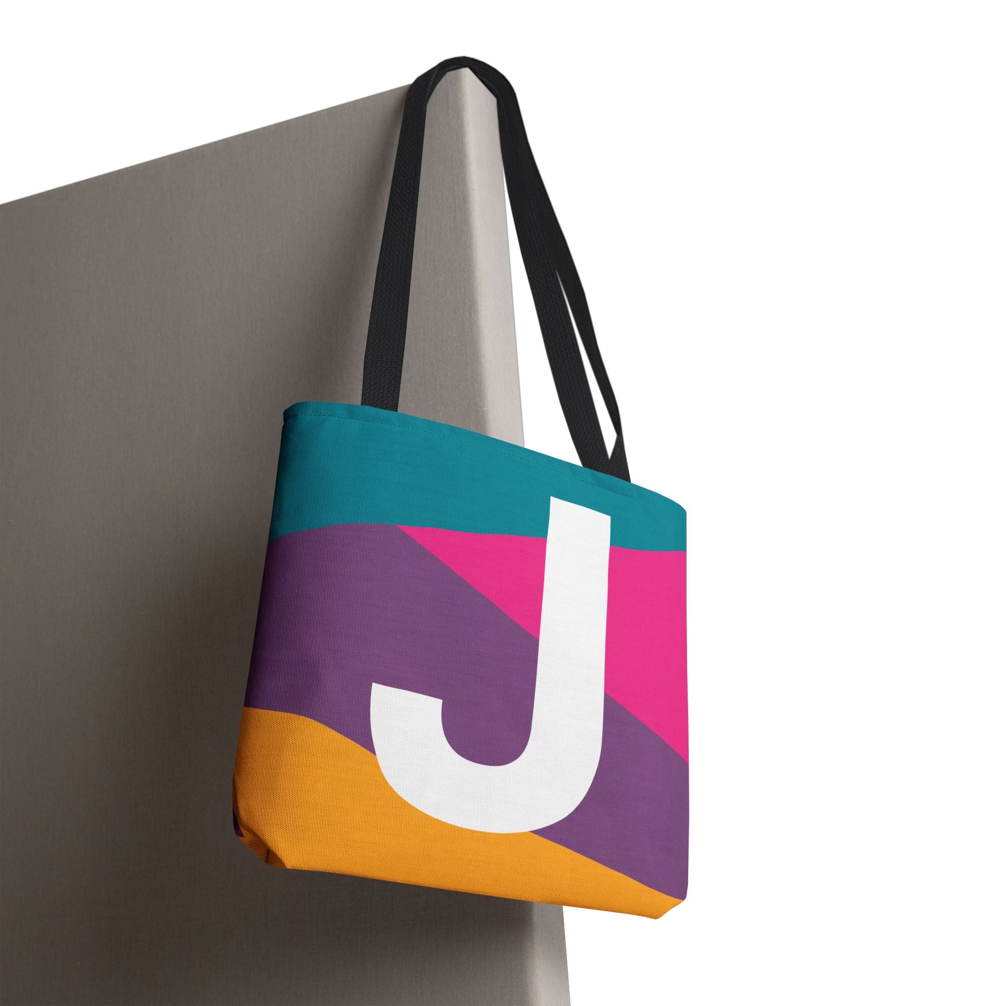 Monogram 'J' Colorblock Tote Bag — Personalized Initial J Shoulder Tote