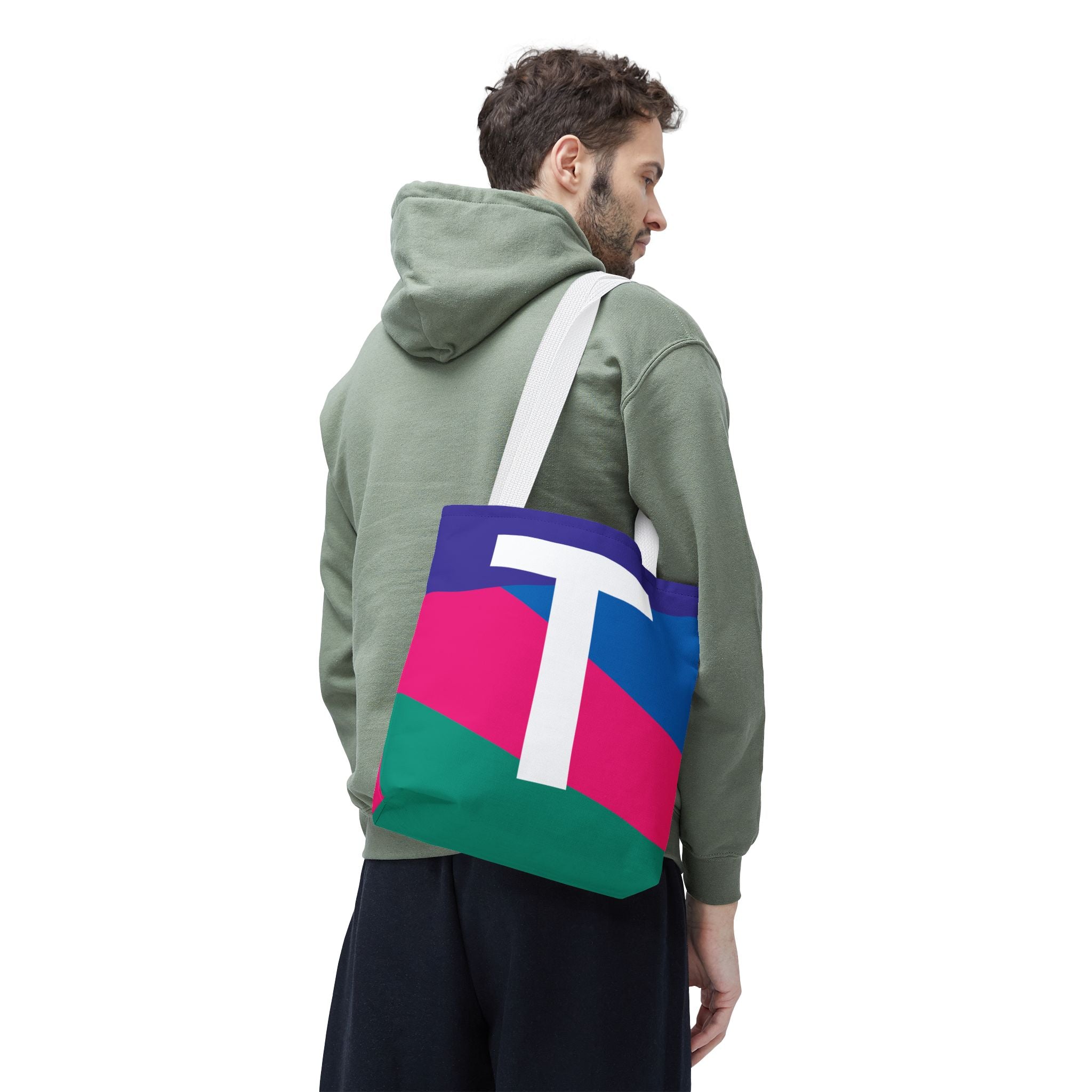Monogram 'T' Colorblock Tote Bag — Personalized Initial T Shoulder Tote