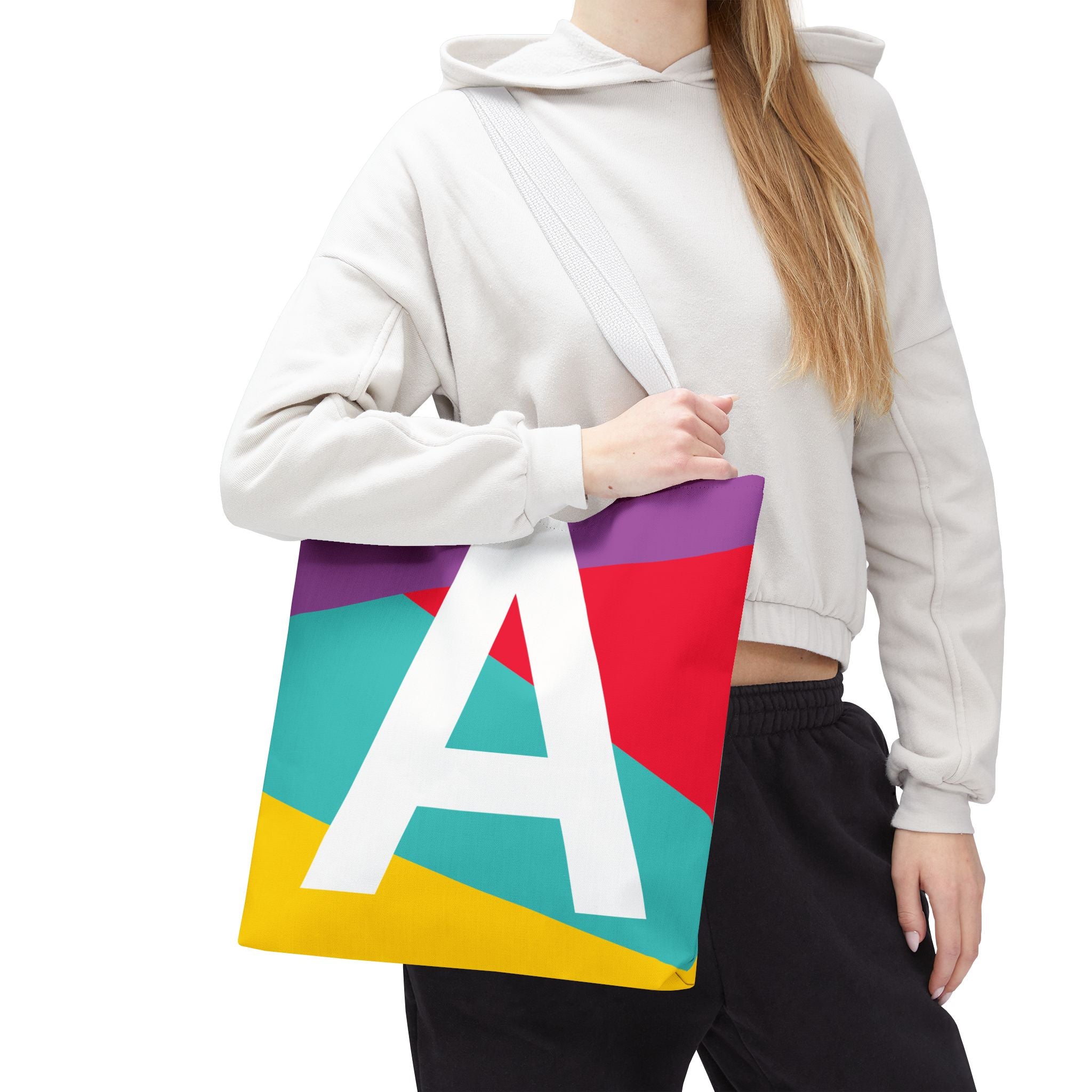 Monogram 'A' Colorblock Tote Bag — Personalized Initial A Shoulder Tote