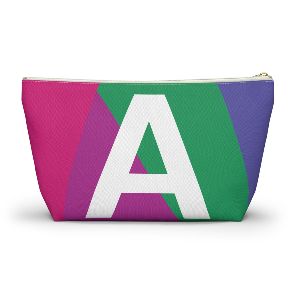 Initials Colorblock Accessory Pouch — Monogram A T-Bottom Cosmetic Bag