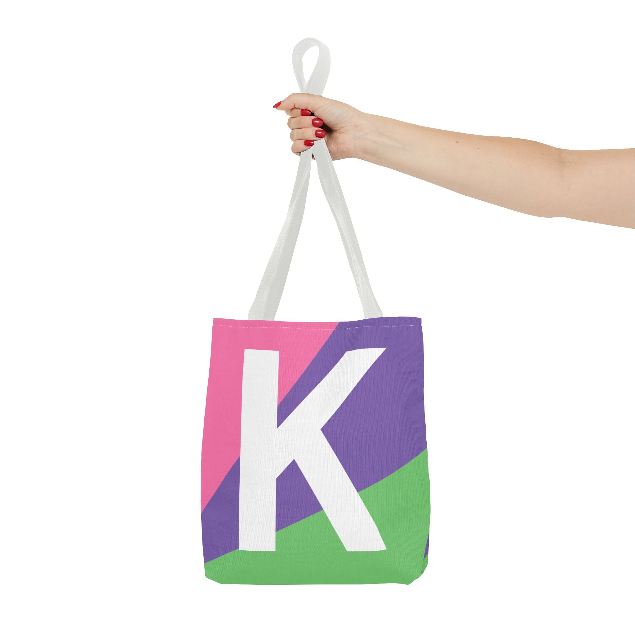 Monogram 'K' Colorblock Tote Bag — Personalized Initial K Shoulder Tote