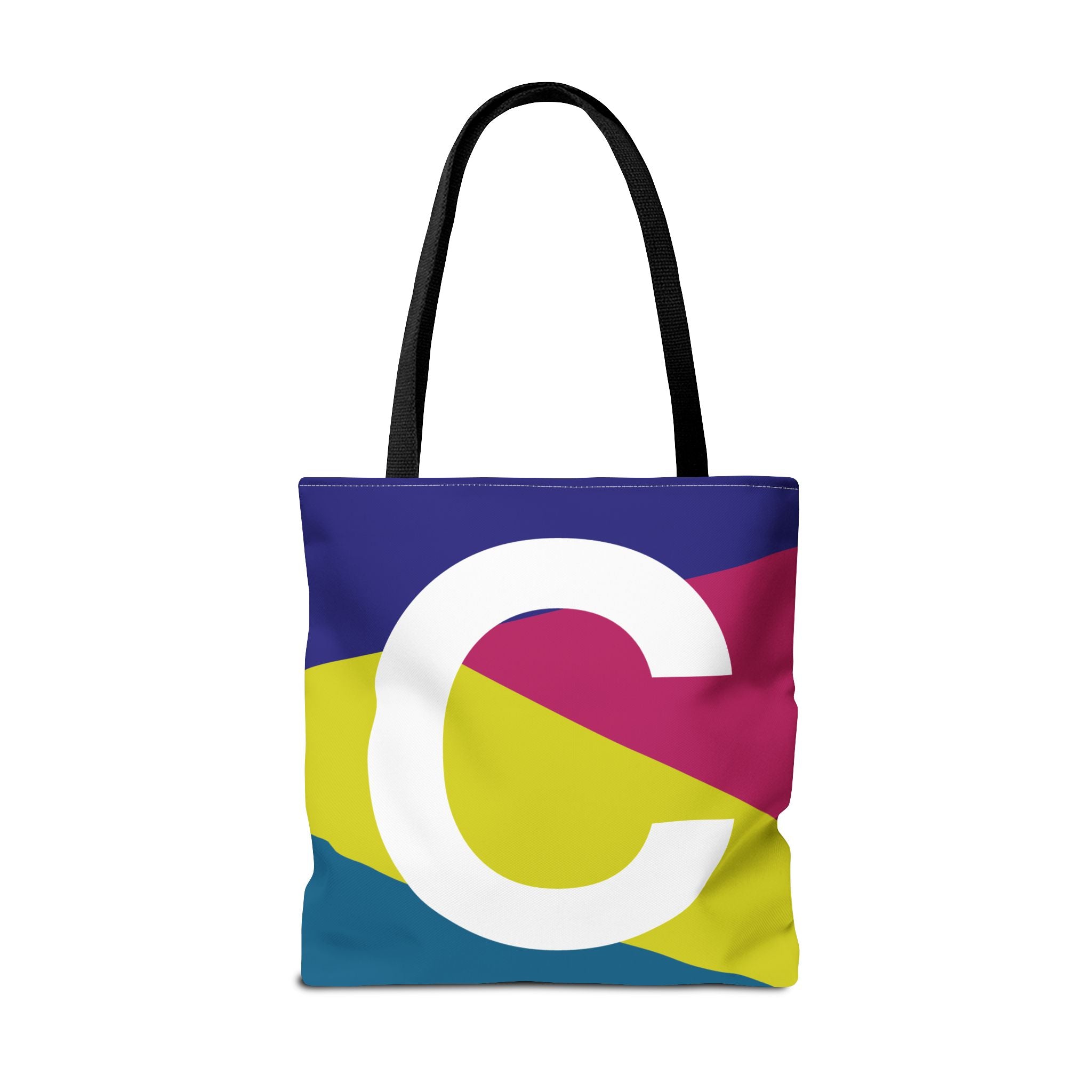 Monogram 'C' Colorblock Tote Bag — Personalized Initial C Shoulder Tote