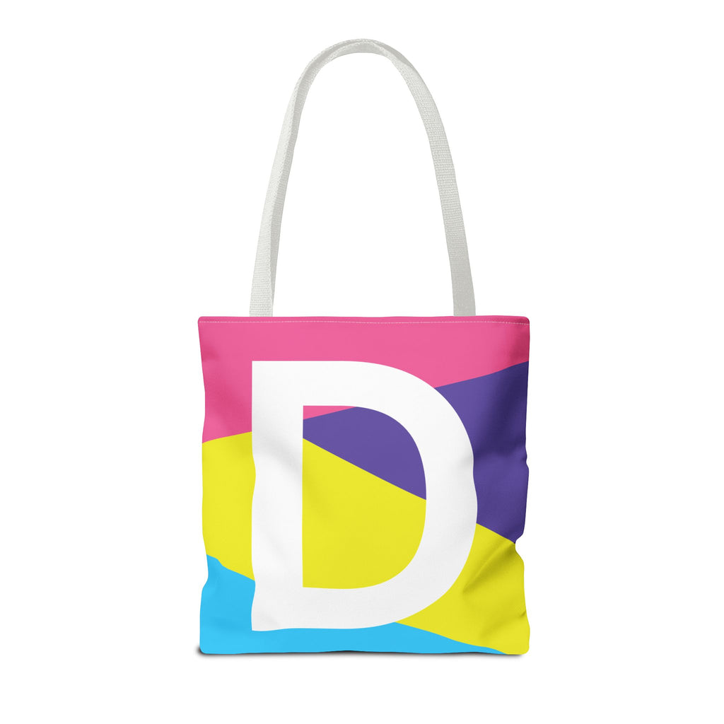 Monogram 'D' Colorblock Tote Bag — Personalized Initial D Shoulder Tote