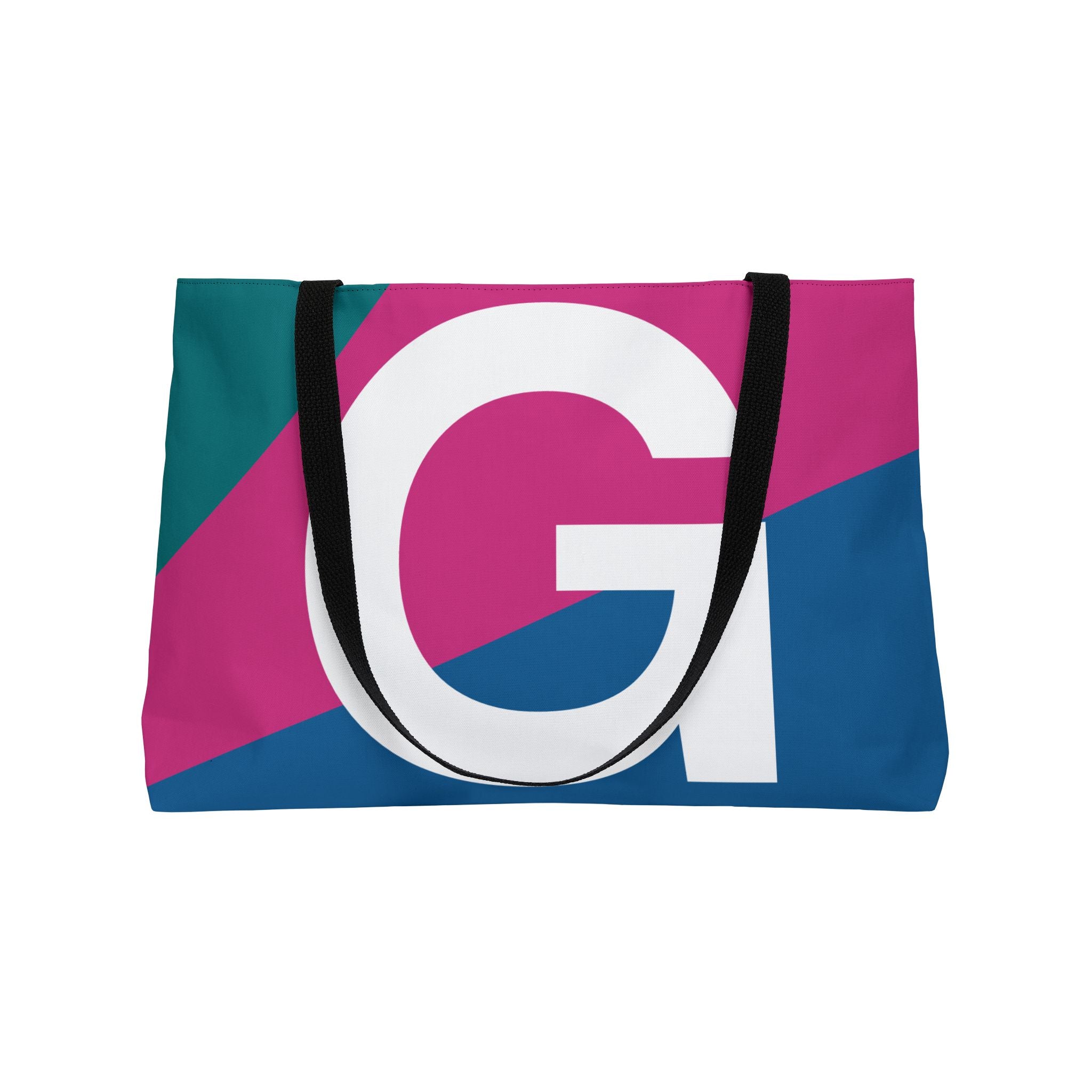 Personalized 'G' Colorblock Tote Bag — Monogram Weekender Tote