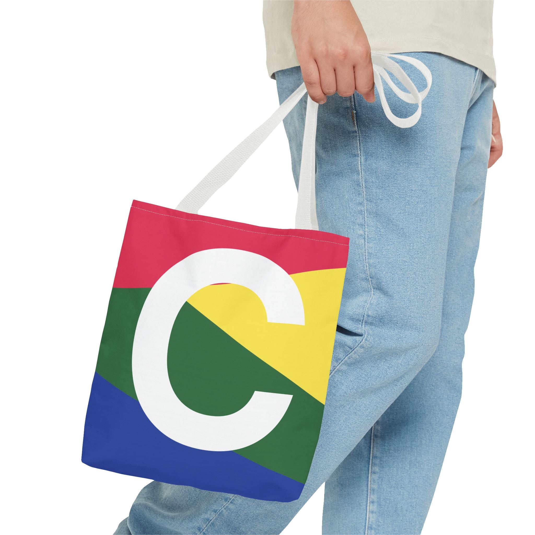 Monogram 'C' Colorblock Tote Bag — Personalized Initial C Shoulder Tote