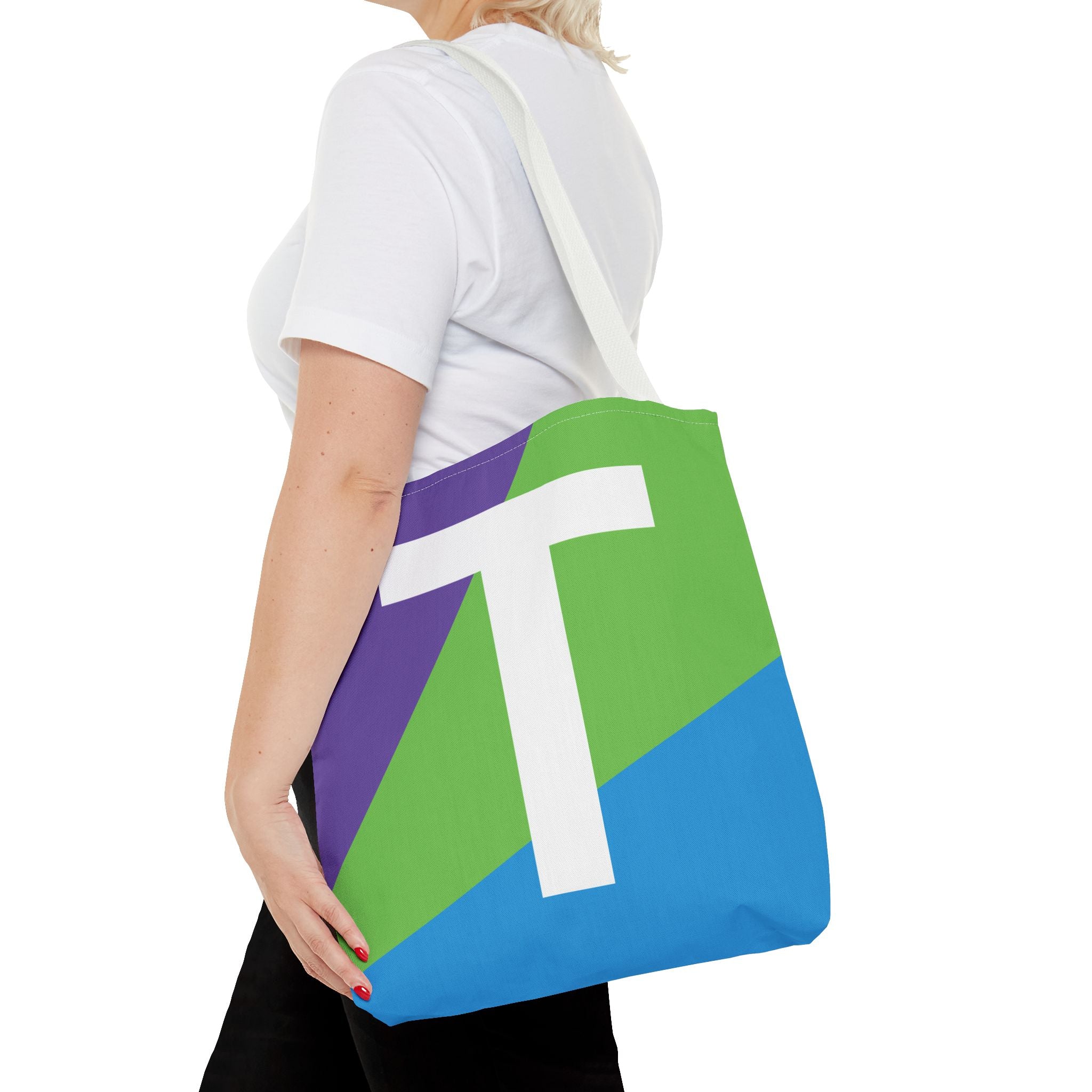 Monogram 'T' Colorblock Tote Bag — Personalized Initial T Shoulder Tote