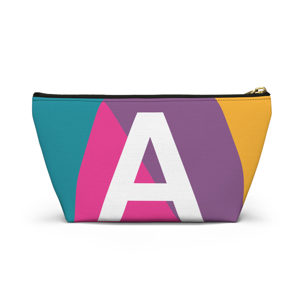 Initials Colorblock Accessory Pouch — Monogram A T-Bottom Cosmetic Bag