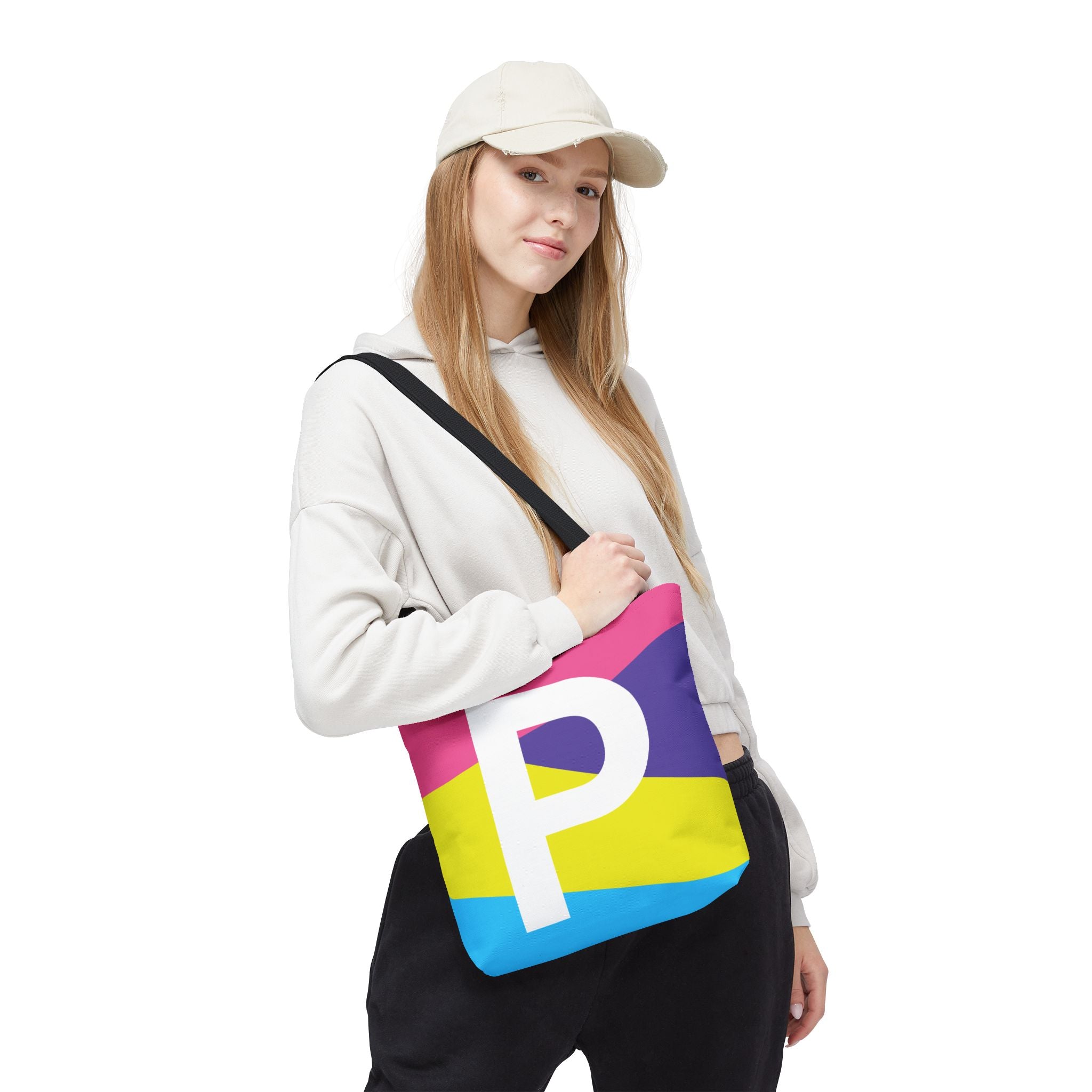 Monogram 'P' Colorblock Tote Bag — Personalized Initial P Shoulder Tote