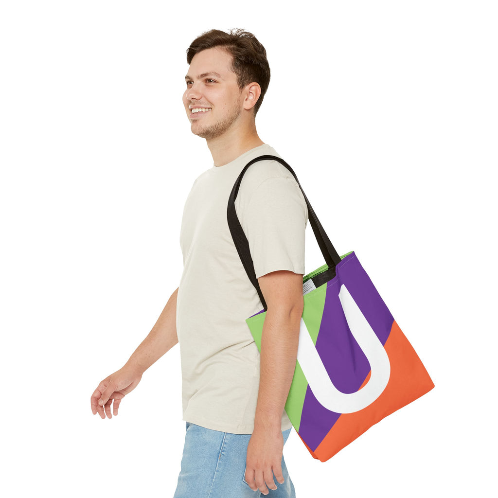 Monogram 'U' Colorblock Tote Bag — Personalized Initial U Shoulder Tote