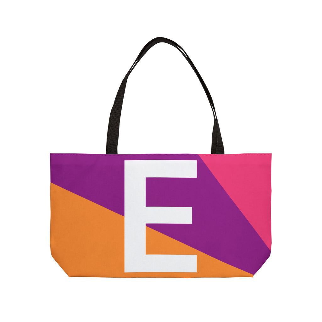Personalized 'E' Colorblock Tote Bag — Monogram Weekender Tote