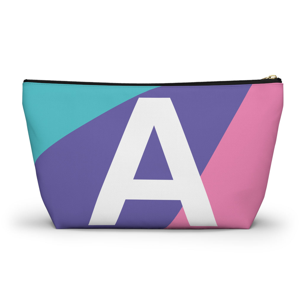 Initials Colorblock Accessory Pouch — Monogram A T-Bottom Cosmetic Bag