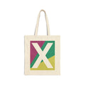 Initial X Colorblock Canvas Tote Bag — Monogram Letter X Reusable Grocery Tote