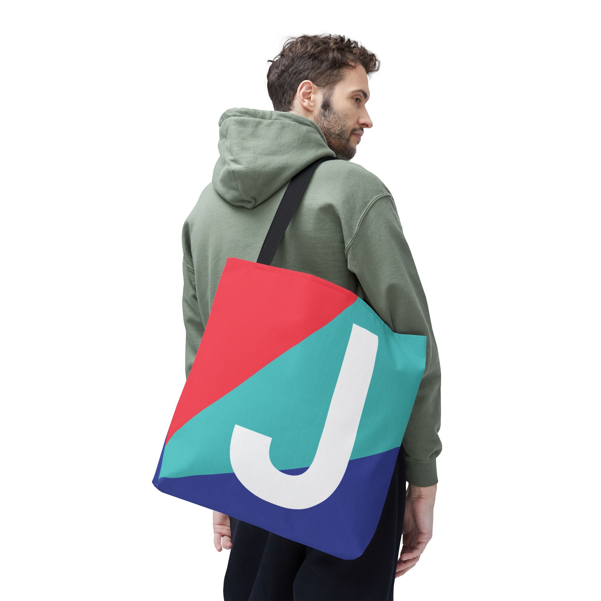 Monogram 'J' Colorblock Tote Bag — Personalized Initial J Shoulder Tote